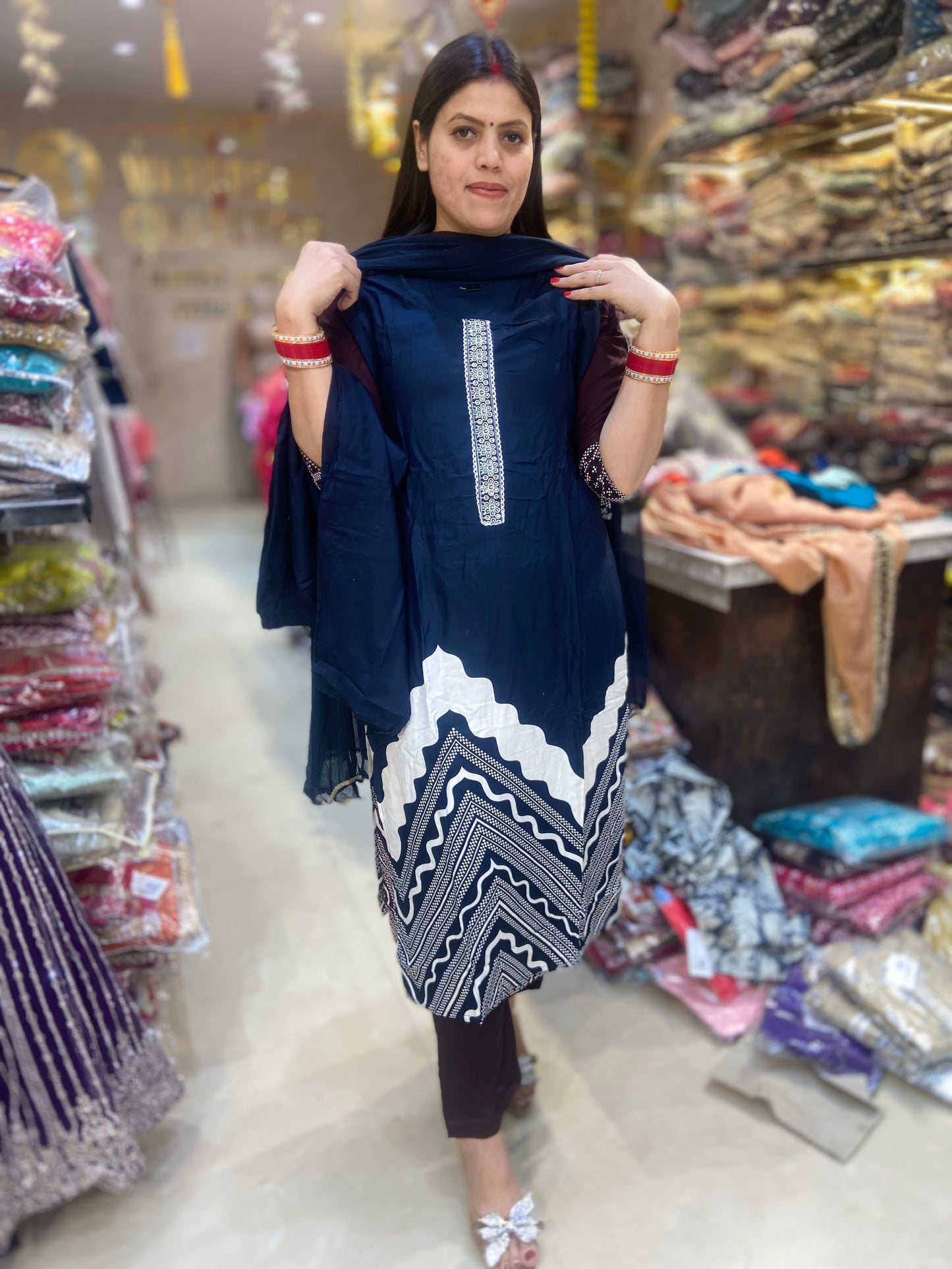 REYON COTTON WHITE LASE WORK SUIT