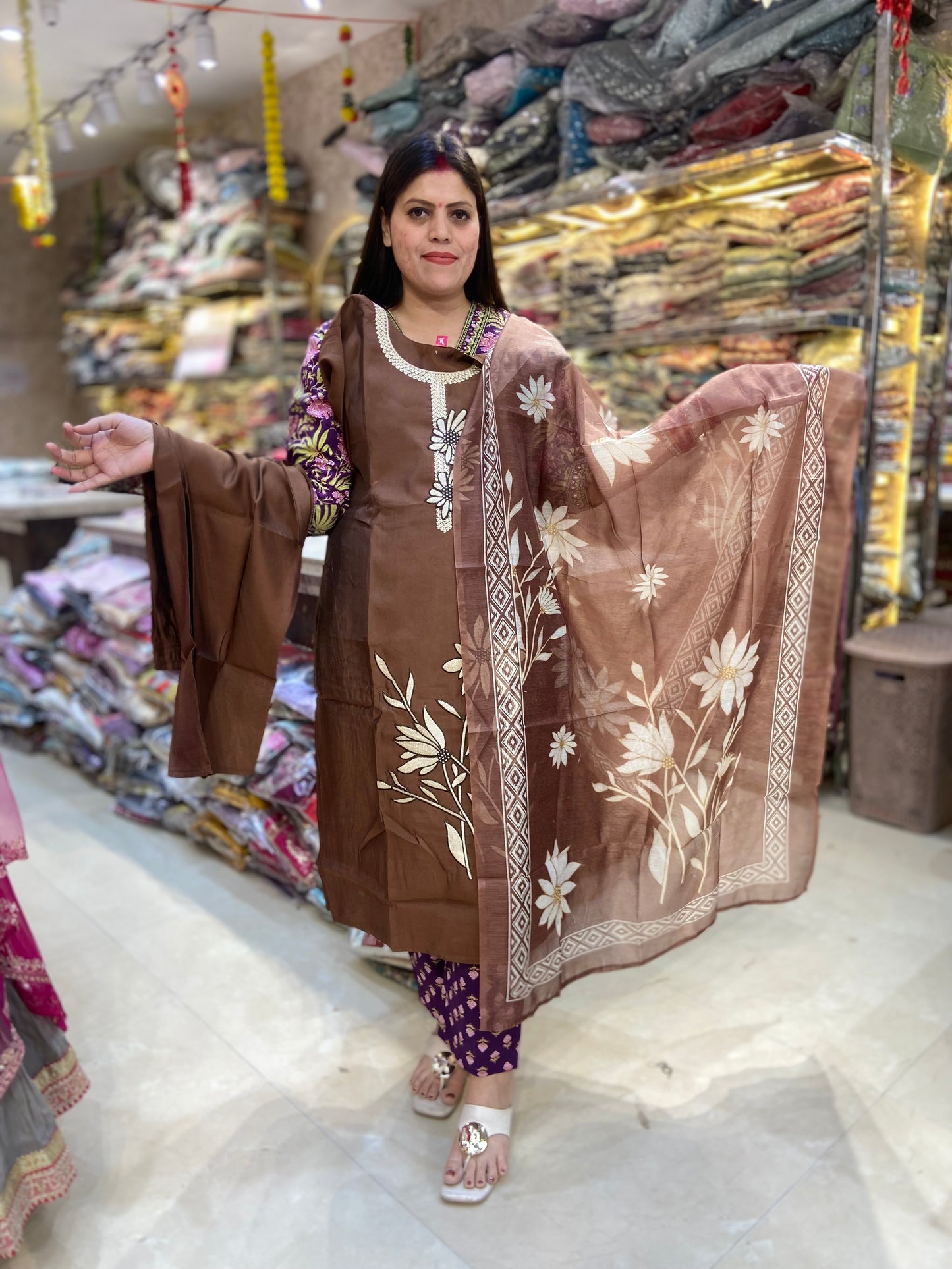 THREAD WORK PLUS SIZE COTTON SUIT