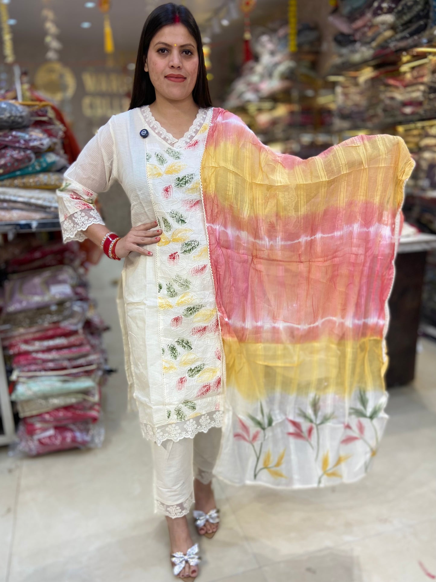 PURE CHIKEN COTTON HAND PAINTED SUIT