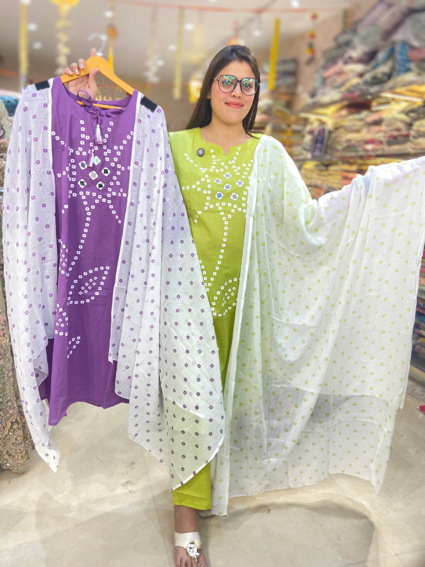 PURE COTTON MIRROR WORK DESIGN SUIT