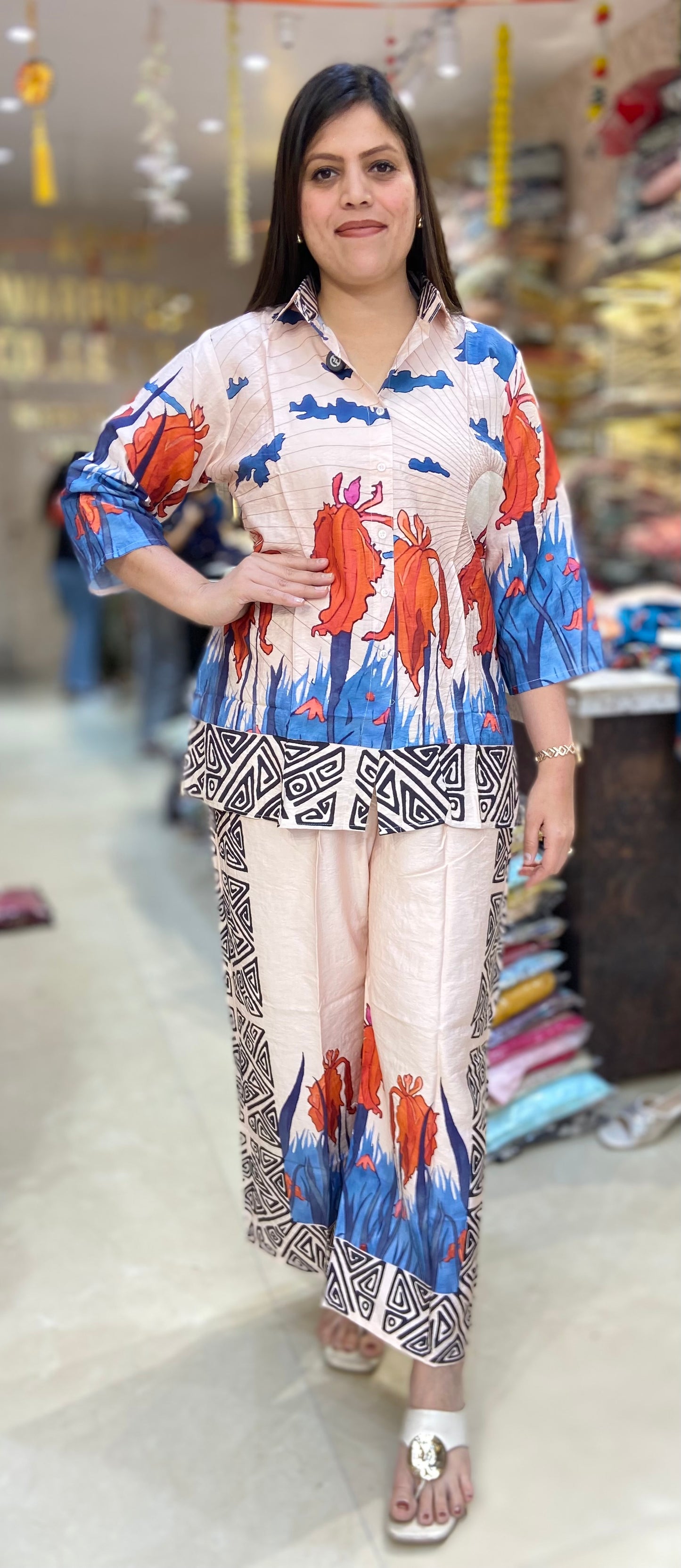 PURE CREPE DUEL BLUE CORDSET