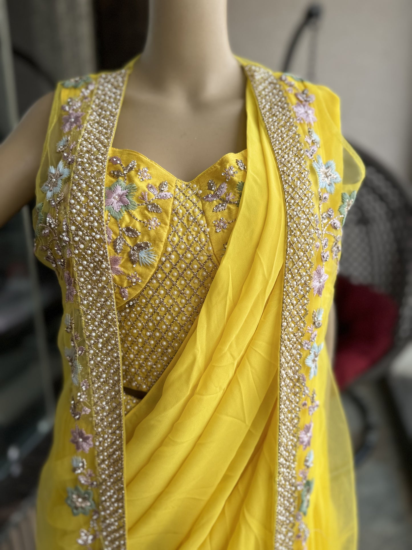 Ready To Wear Lehenga Saree With Shrug