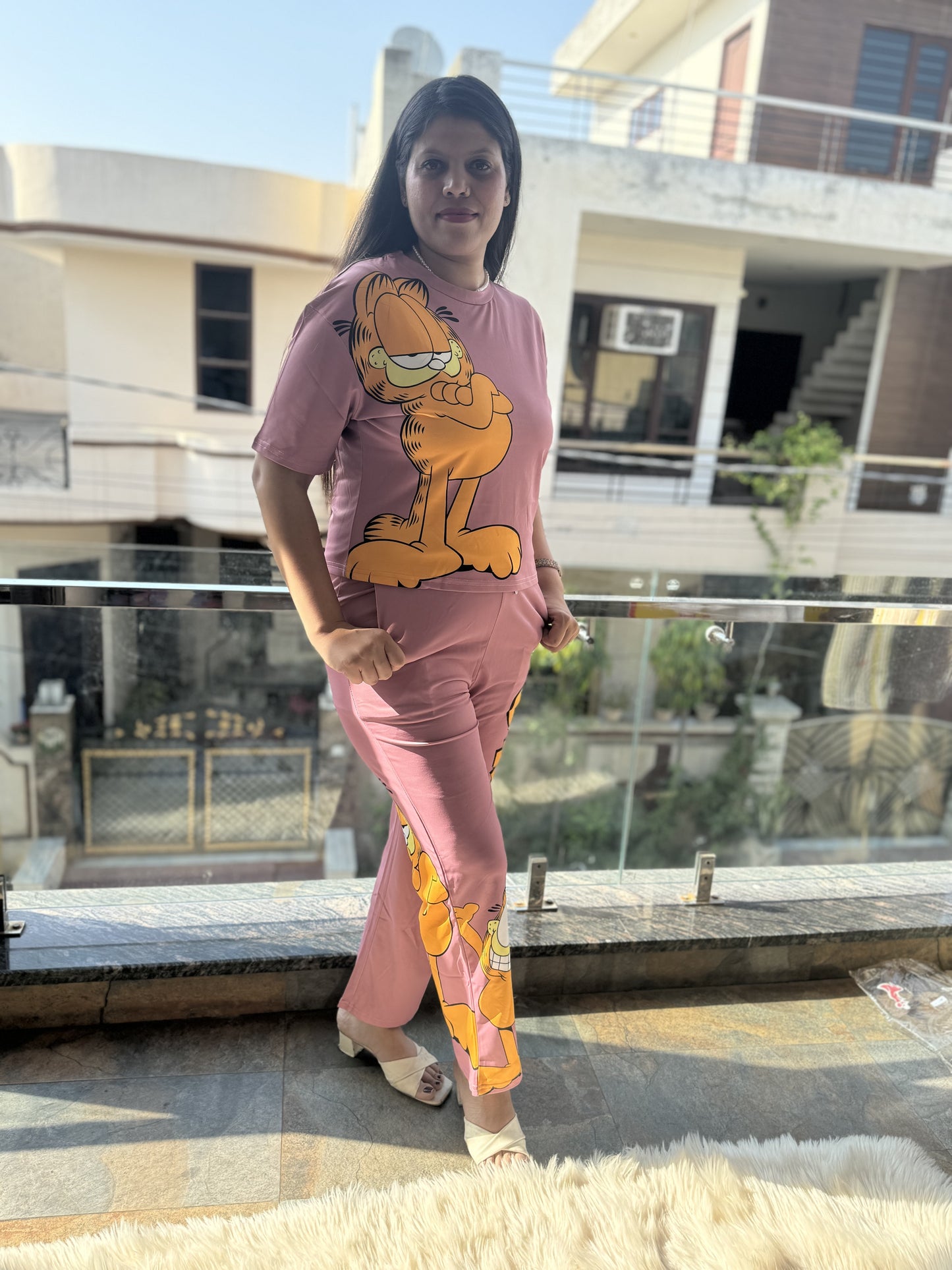Yellow Cartoon Print Two Piece Cord Set - Arsh Wardrobe Collection