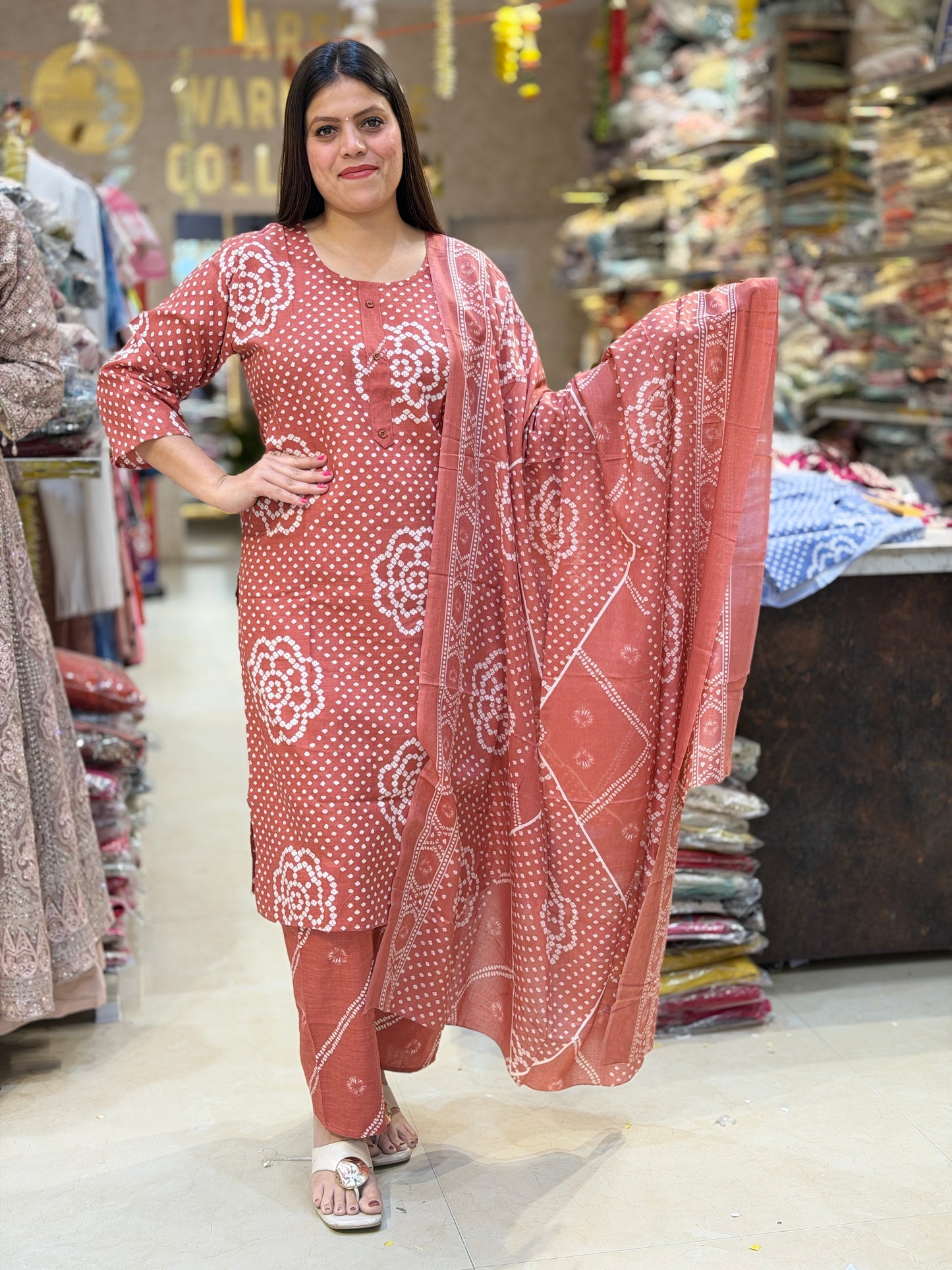 BEAUTIFUL COTTON WHITE DOTED SUIT(DESIGN NO-1)