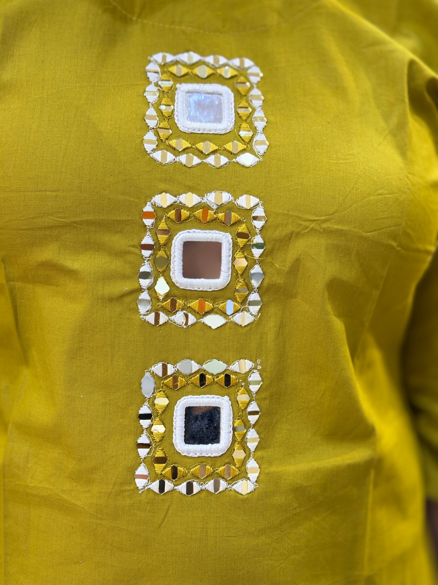 BEAUTIFUL MIRROR WORK NECK DESIGN CORDSET