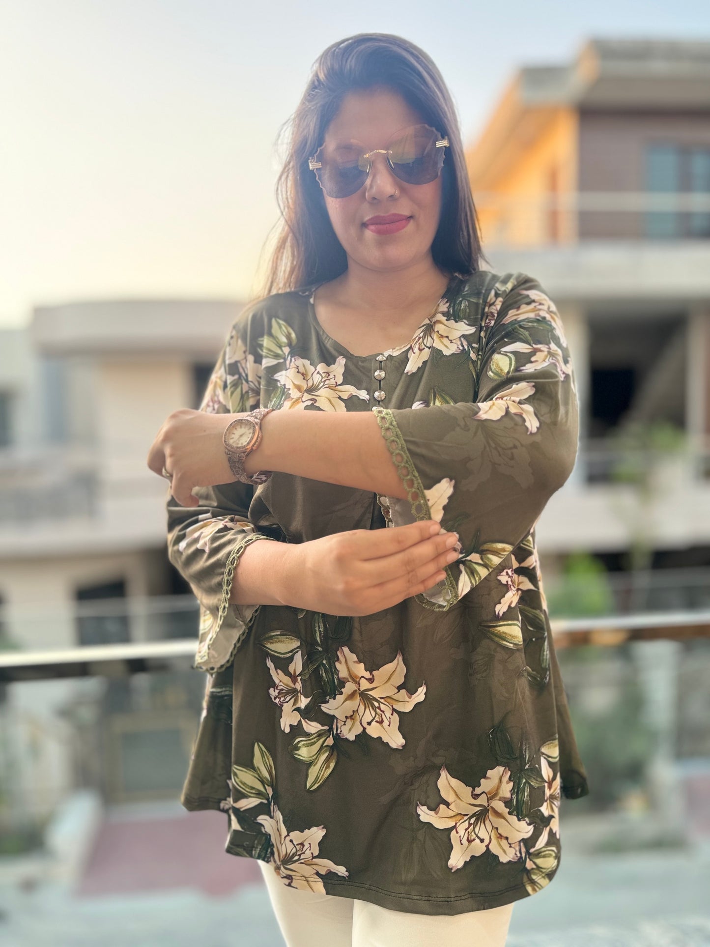 Digital Flower Print Malai Top