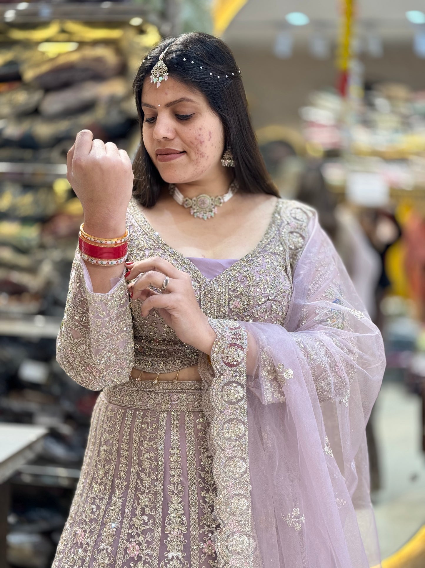 PREMIUM LAVENDER WEDDING WEAR LEHENGA