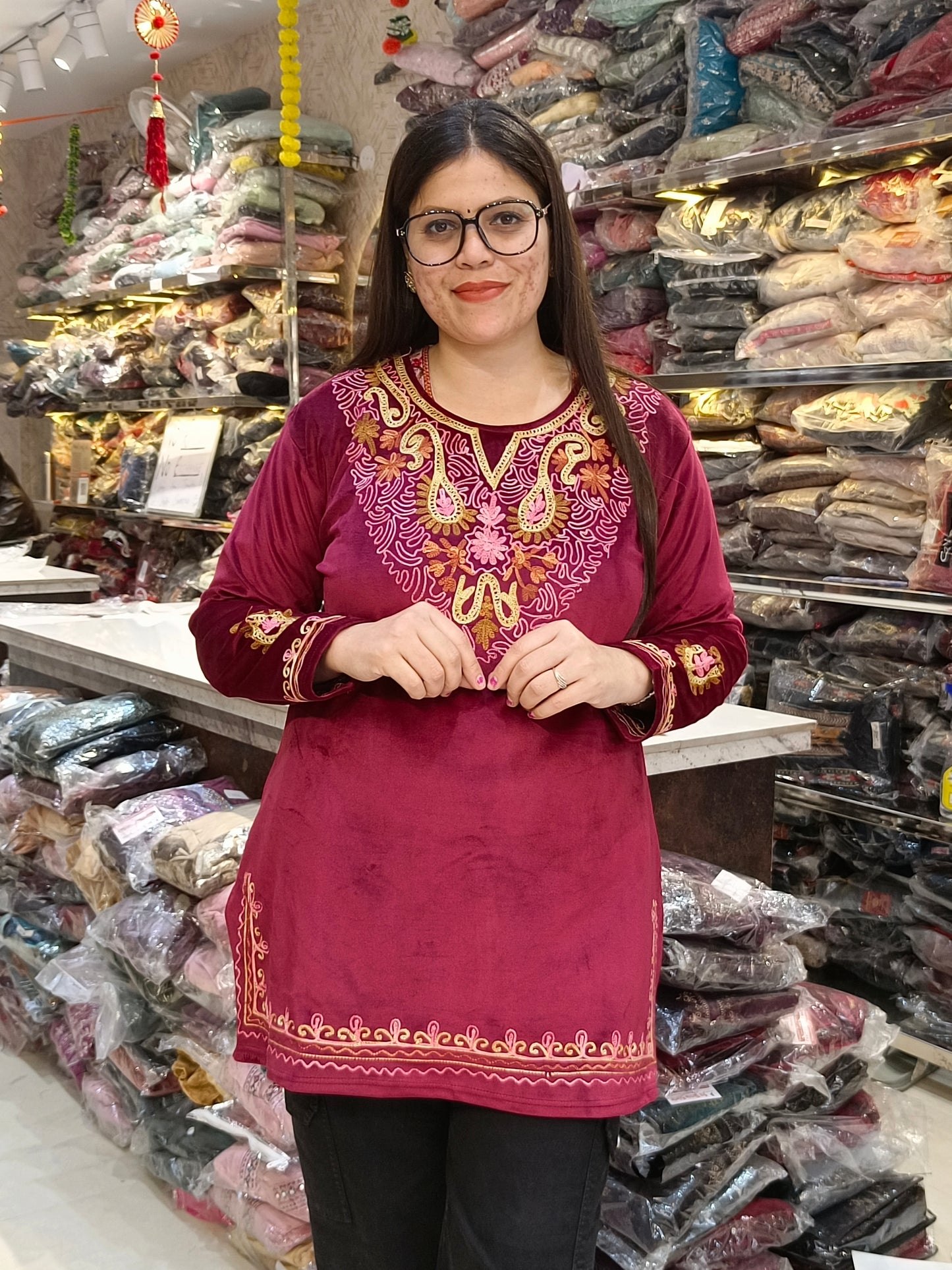 PREMIUM VELVET SHORT KURTI