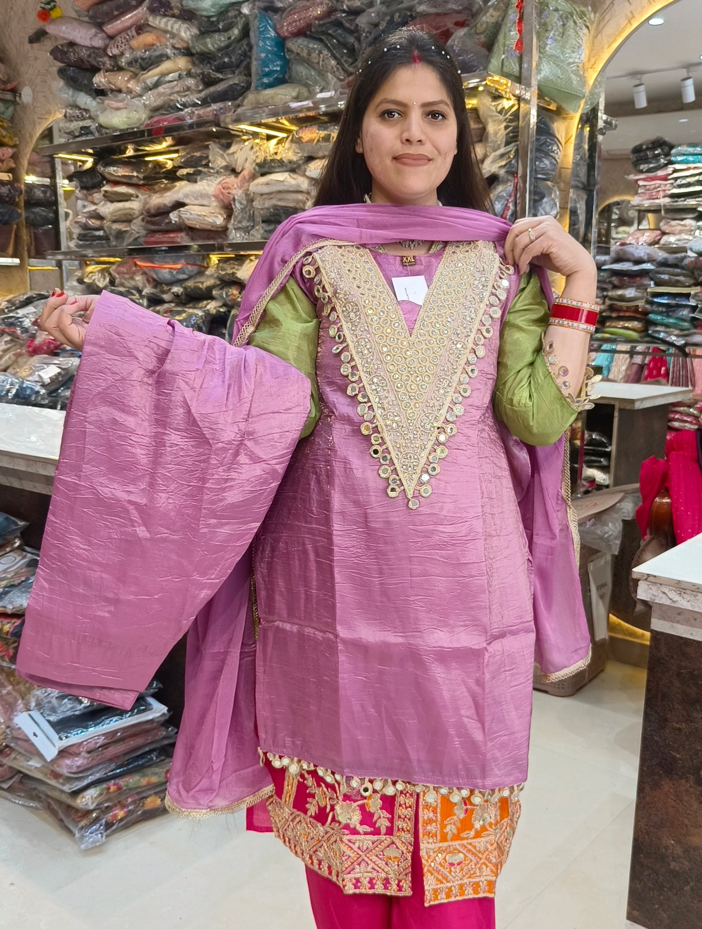 BEAUTIFUL GLASS TISSUE FARSHI SALWAR SUIT