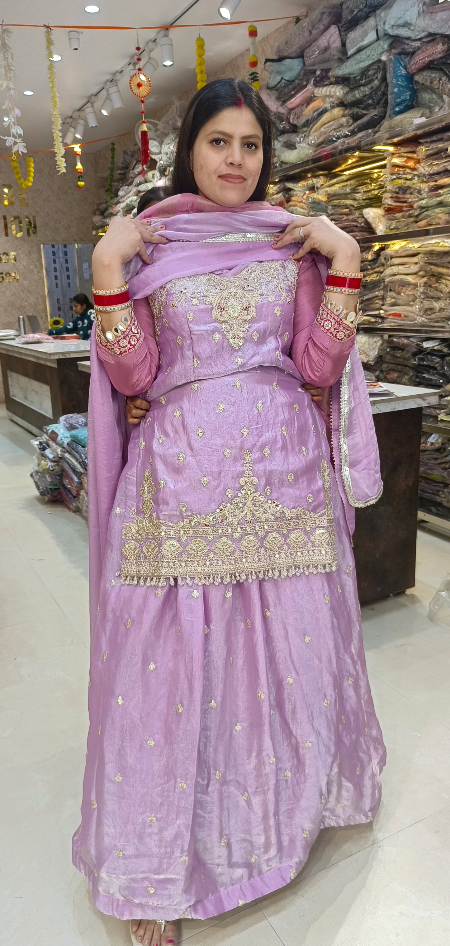 PARTY WEAR FANDY SILK SILVER DESIGN LEHENGA