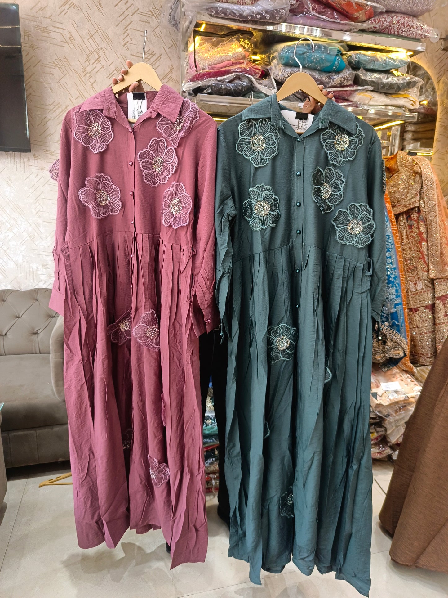 PARTY WEAR BEAUTIFUL PEARL WORK DRESS