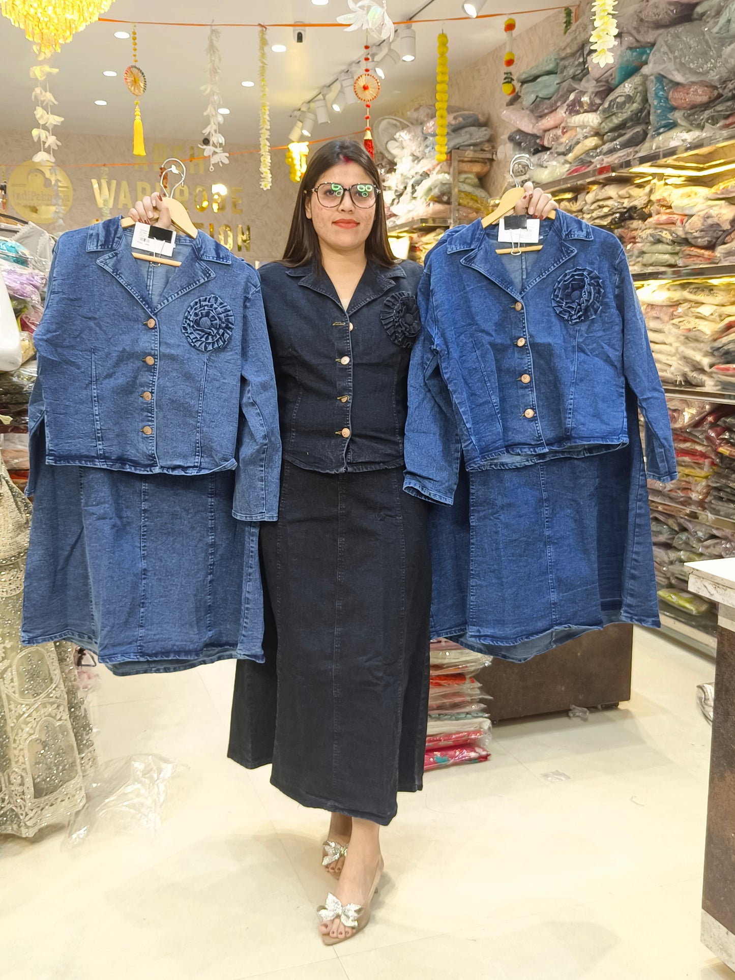 TRENDING FULL SLEEVS TOP AND SKIRT DENIM