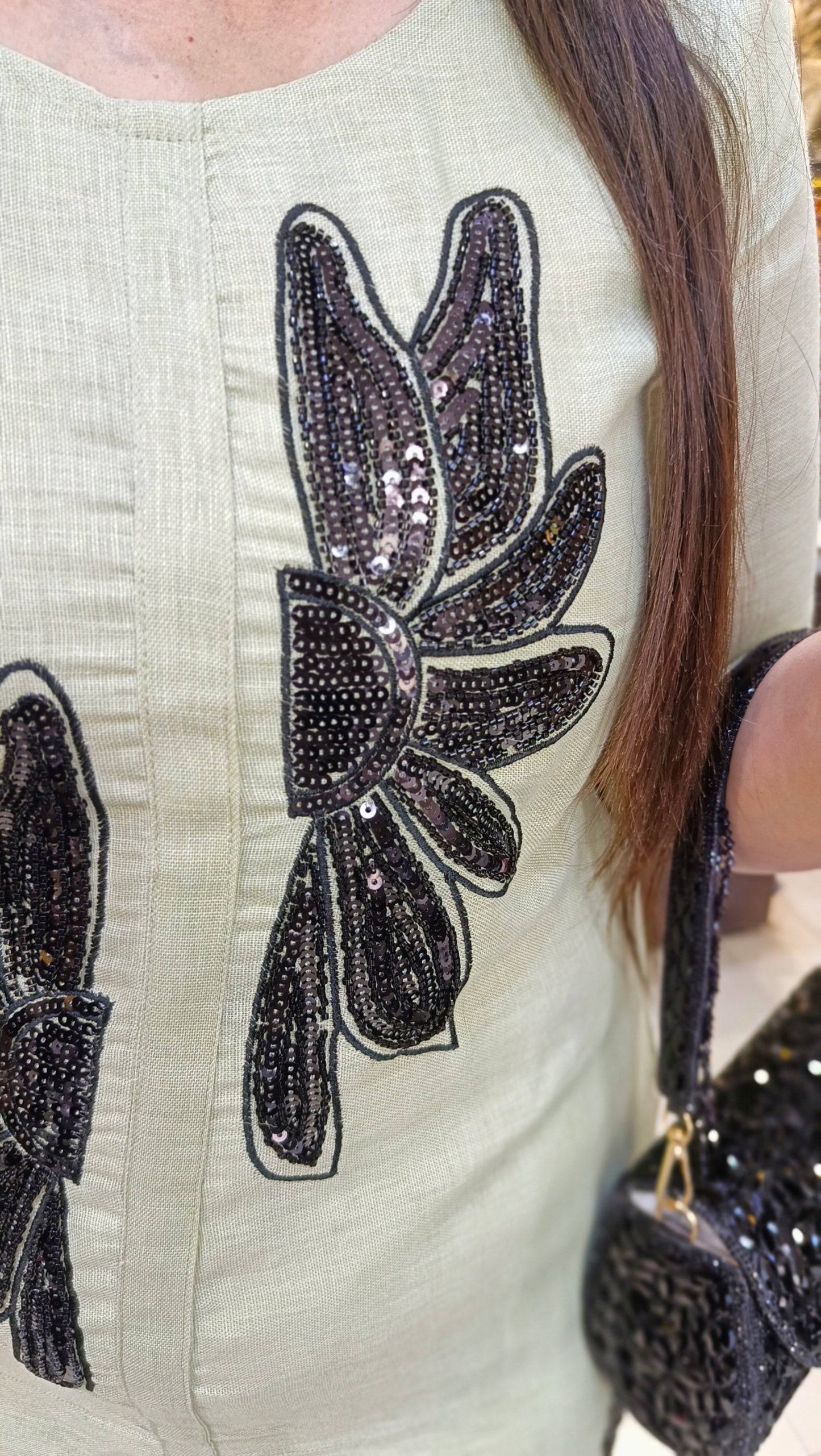 BLACK THREAD WORK KHADI COTTON CORDSET