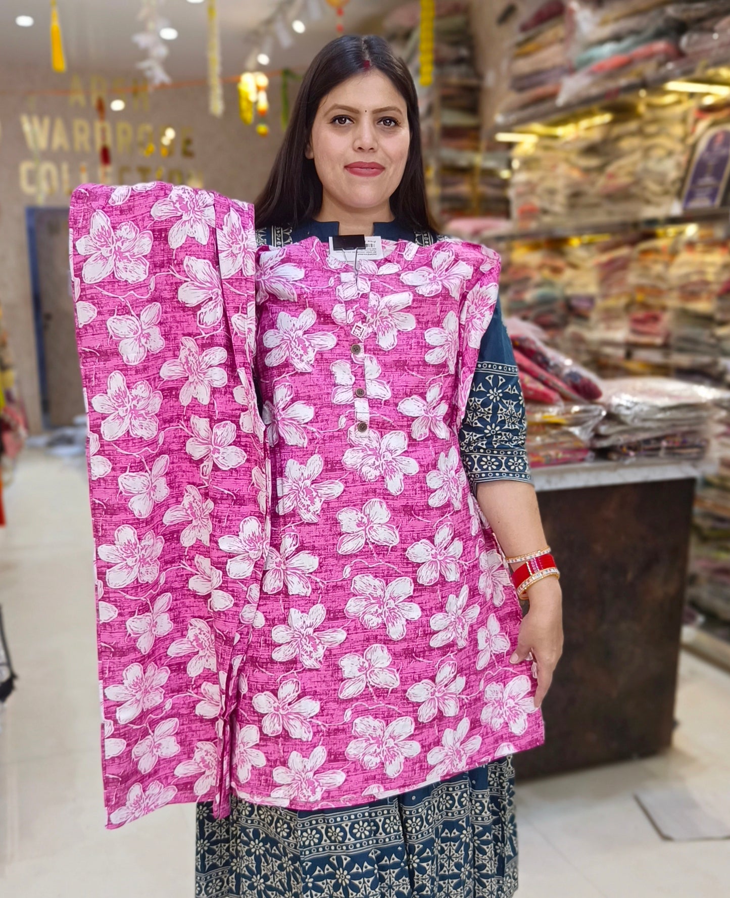 PLUS SIZE FLORAL DESIGN COTTON CORDSET