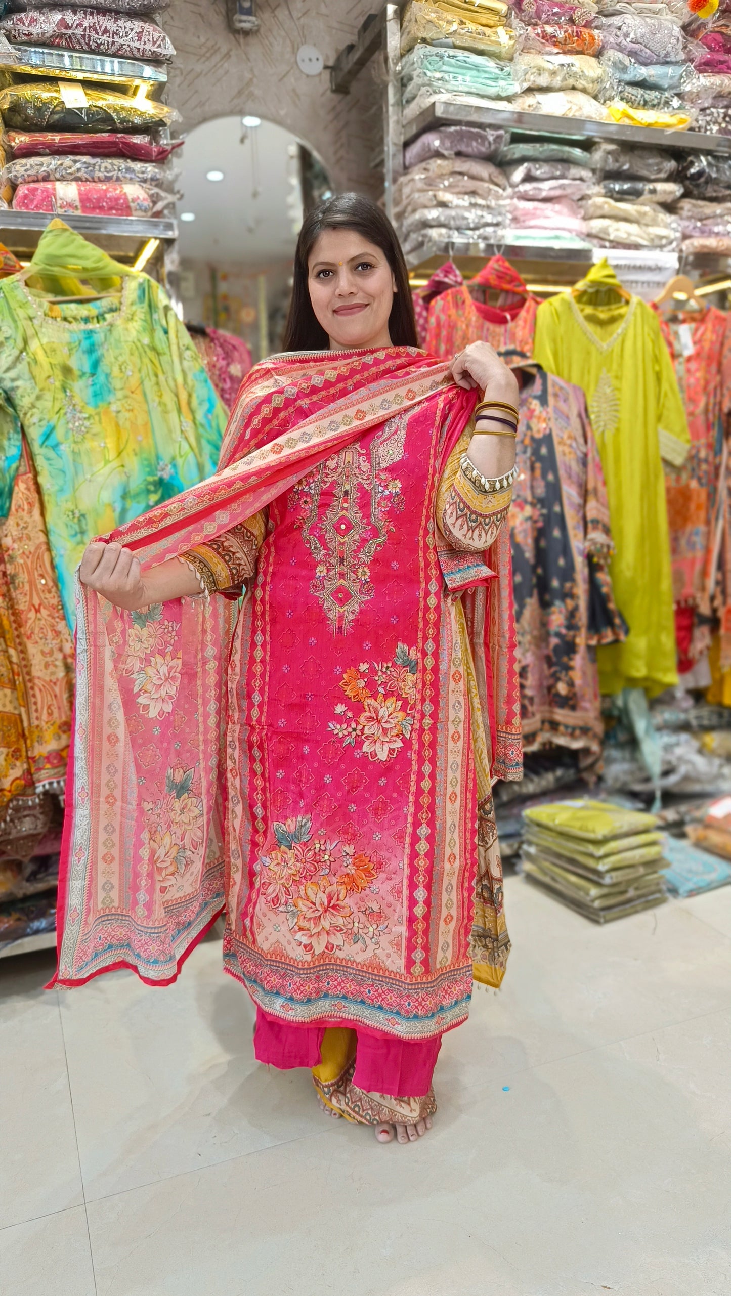 PINK PURE CREPE BEAUTIFUL DESIGN SUIT