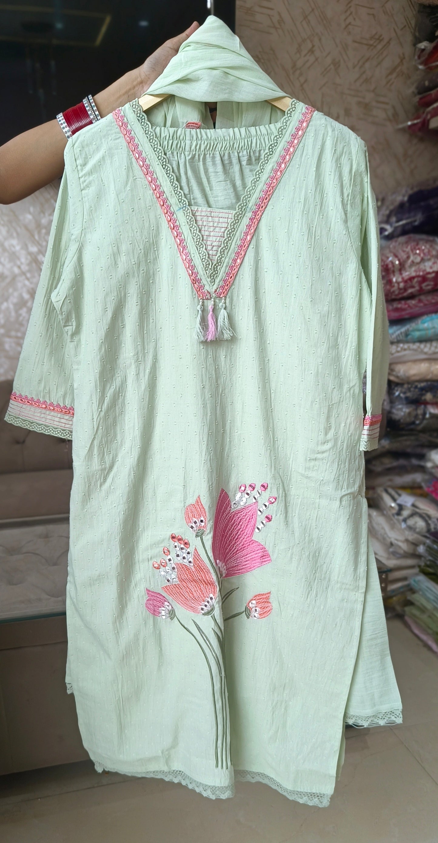 PURE COTTON NECK DESIGN BEAUTIFUL SUIT