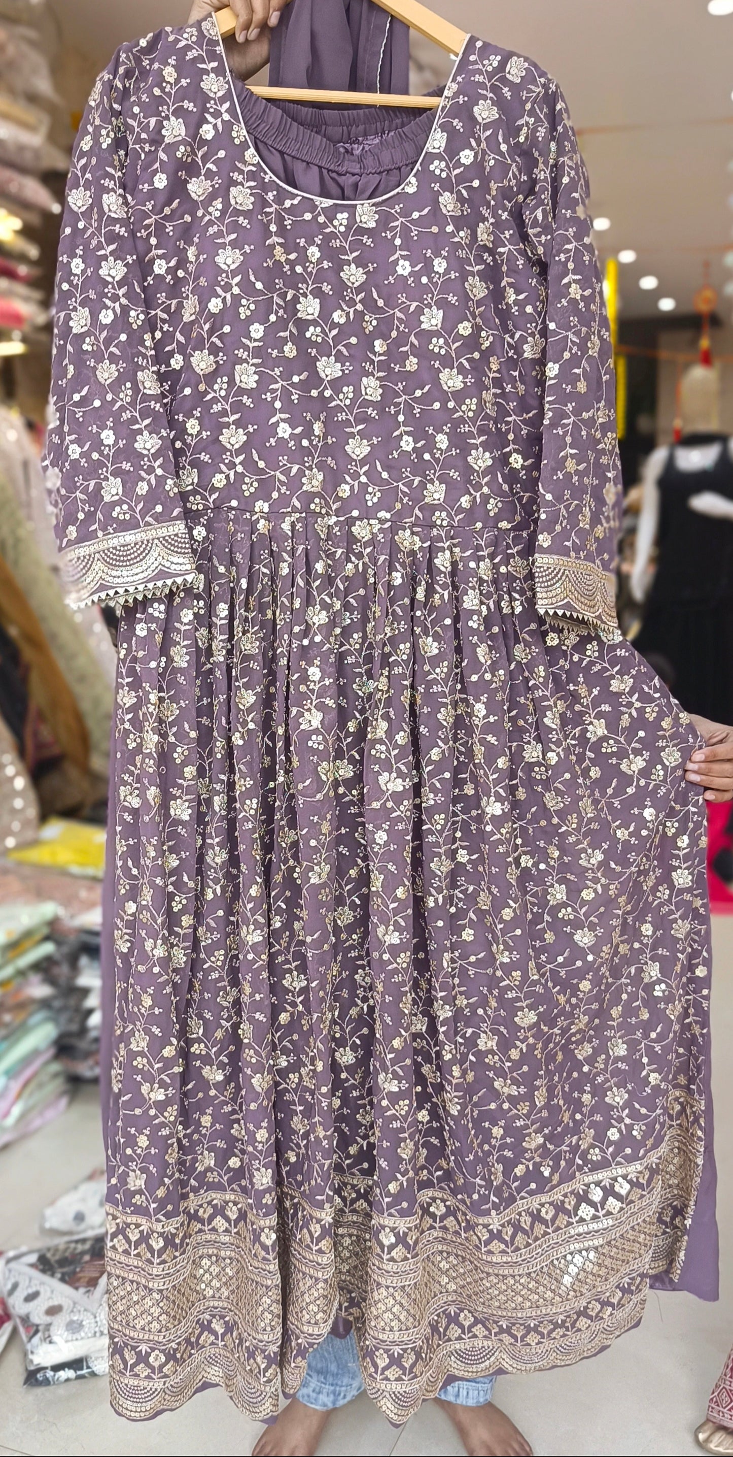 WEDDING WEAR GEORGET TILLA WORK FULL FLAIR ANARKALI