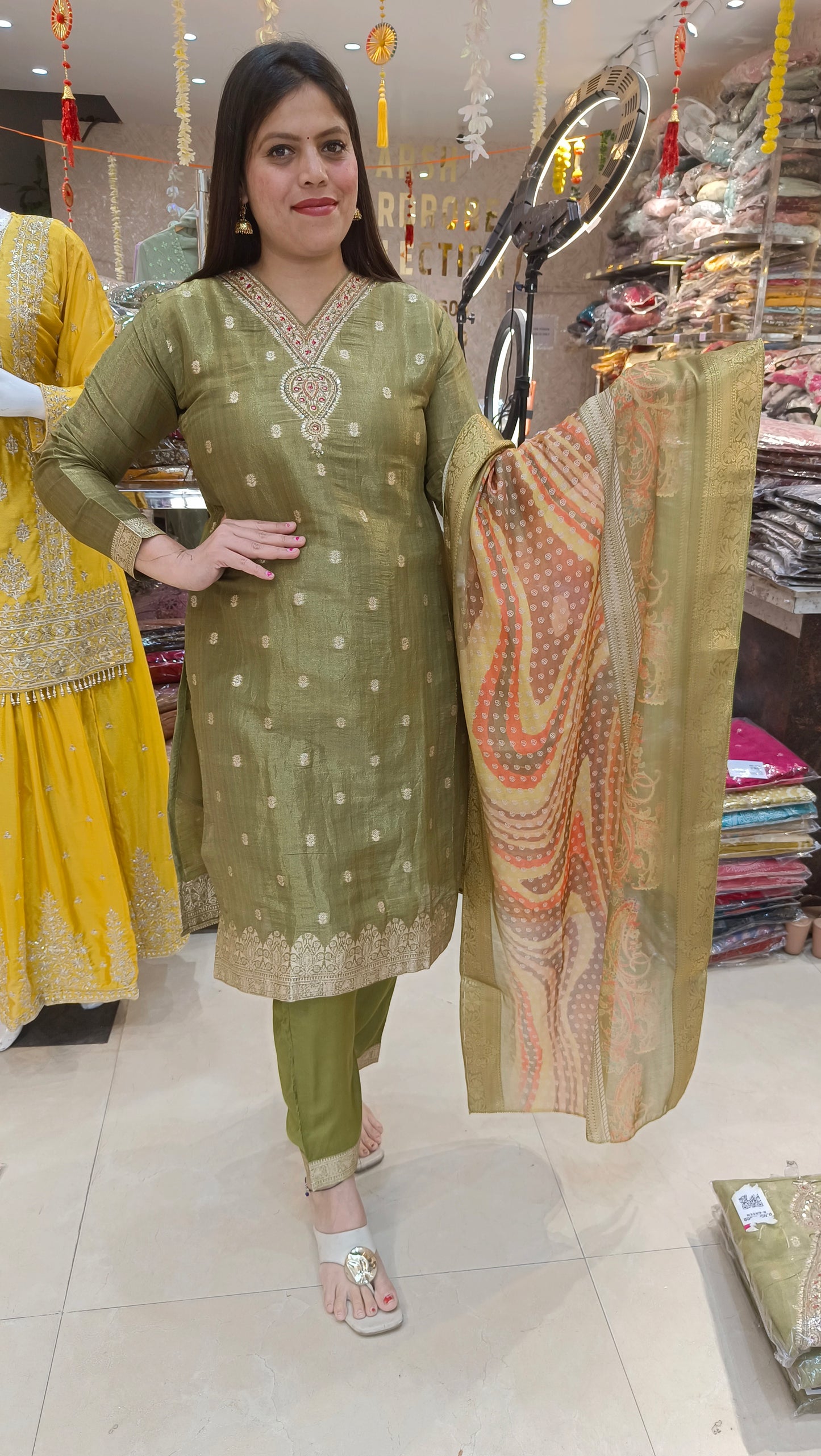 WEDDING WEAR BANARI EMBROIDED DUPPTA SUIT