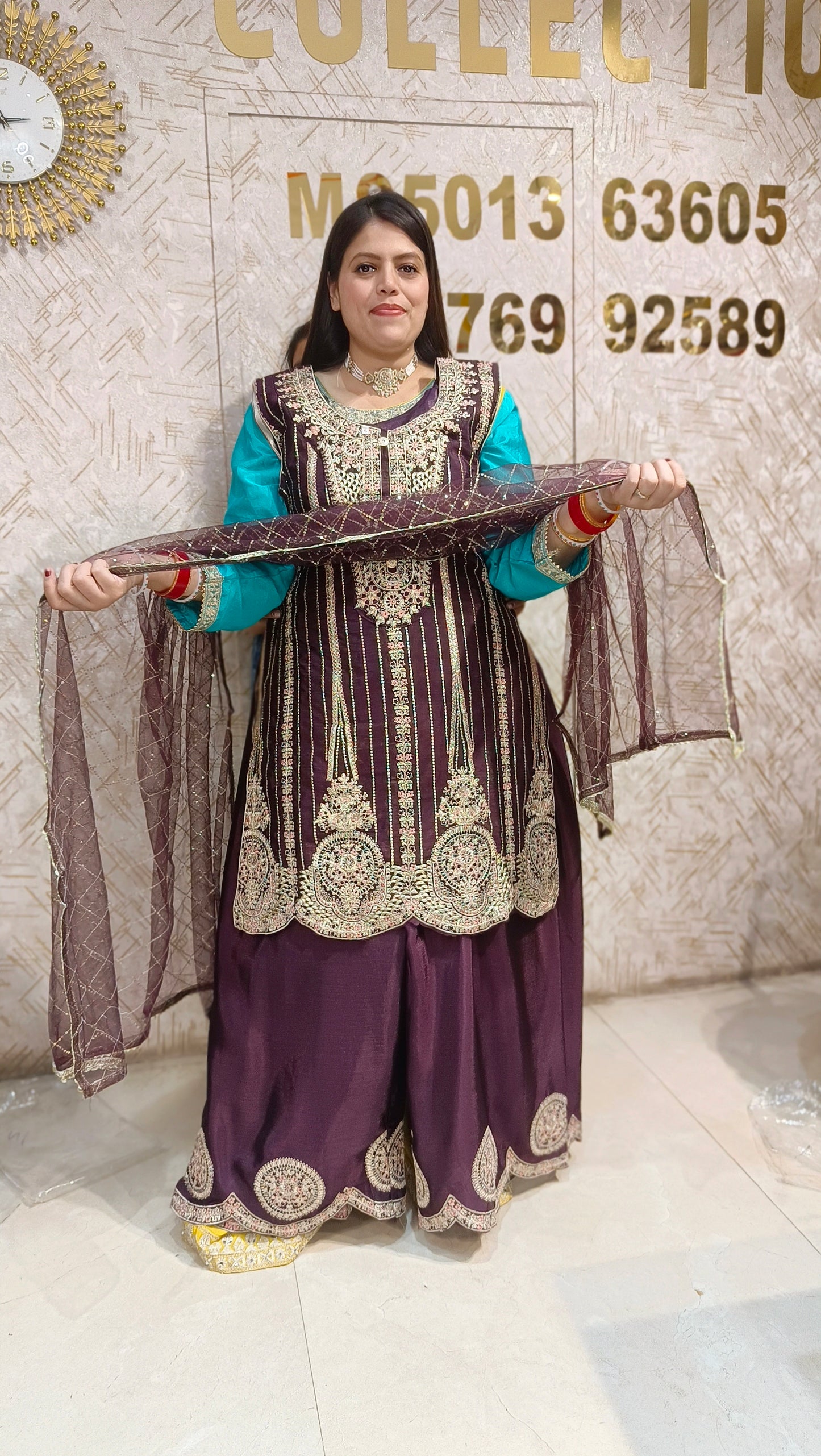PURE CHINON THREAD WORK JAFFA SUIT
