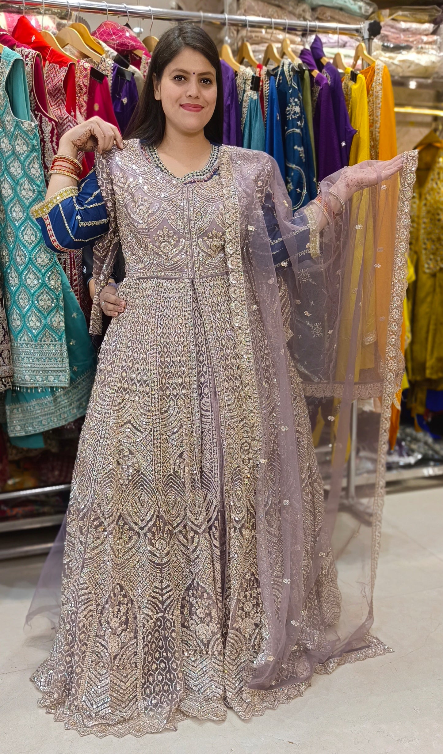 GRAPE WINE HAND WORK FRONT CUT DESIGNER LEHENGA