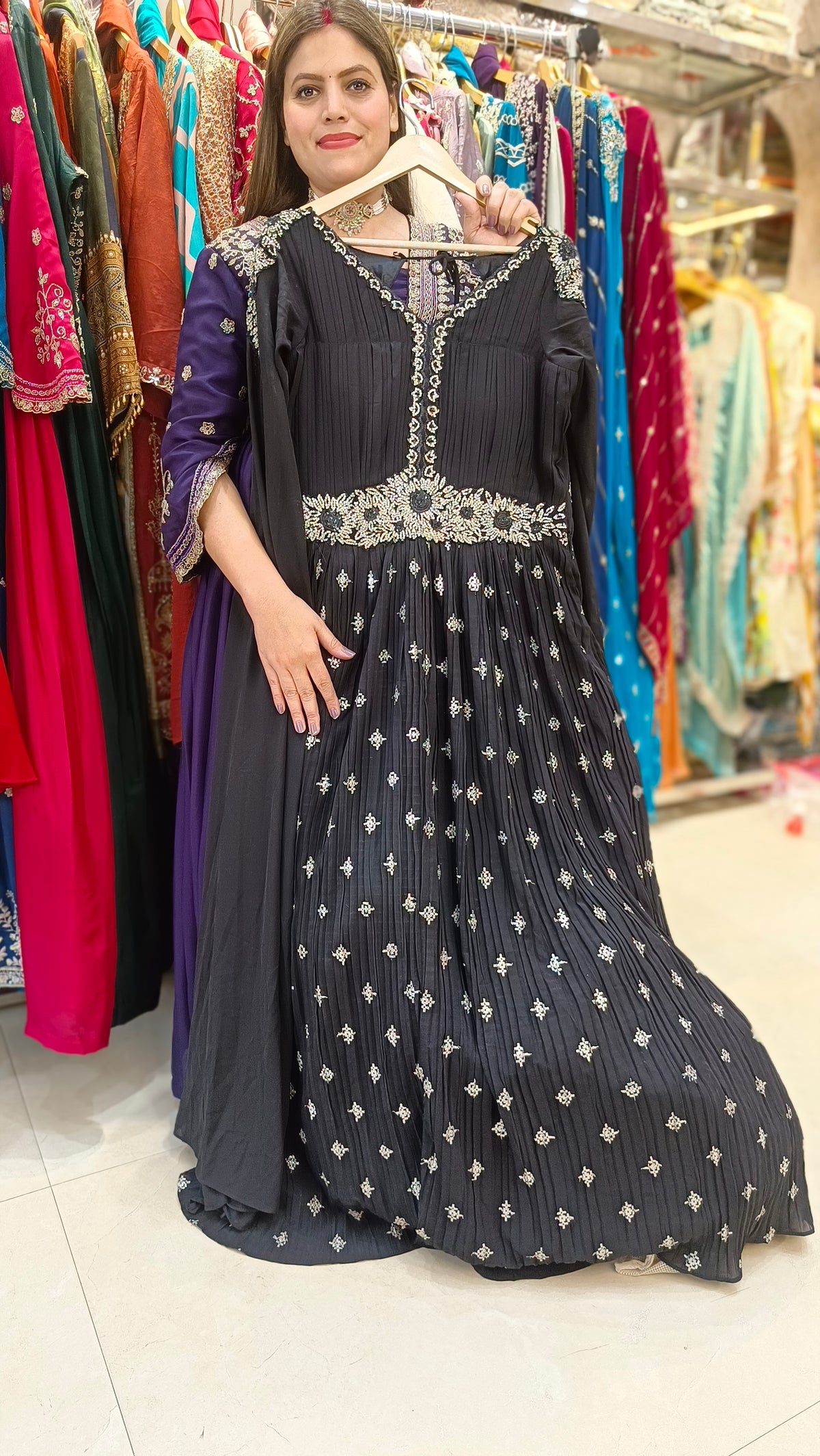PARTY WEAR SLEEVS DESIGN BEAUTIFULL FULL FLAIR GOWN
