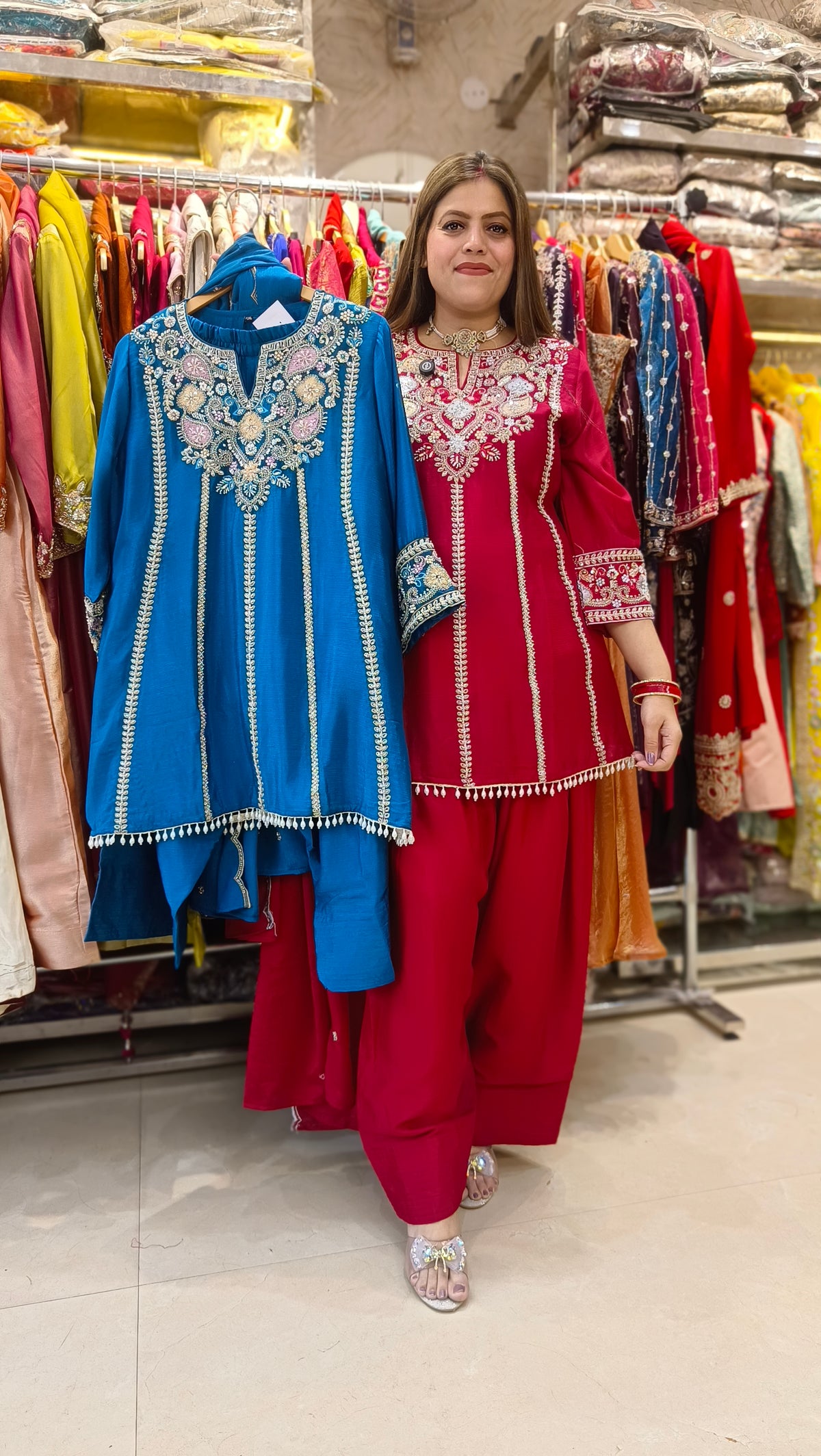 PREMIUM MULTI DESIGN PERAL WORK FARSHI SALWAR SUIT