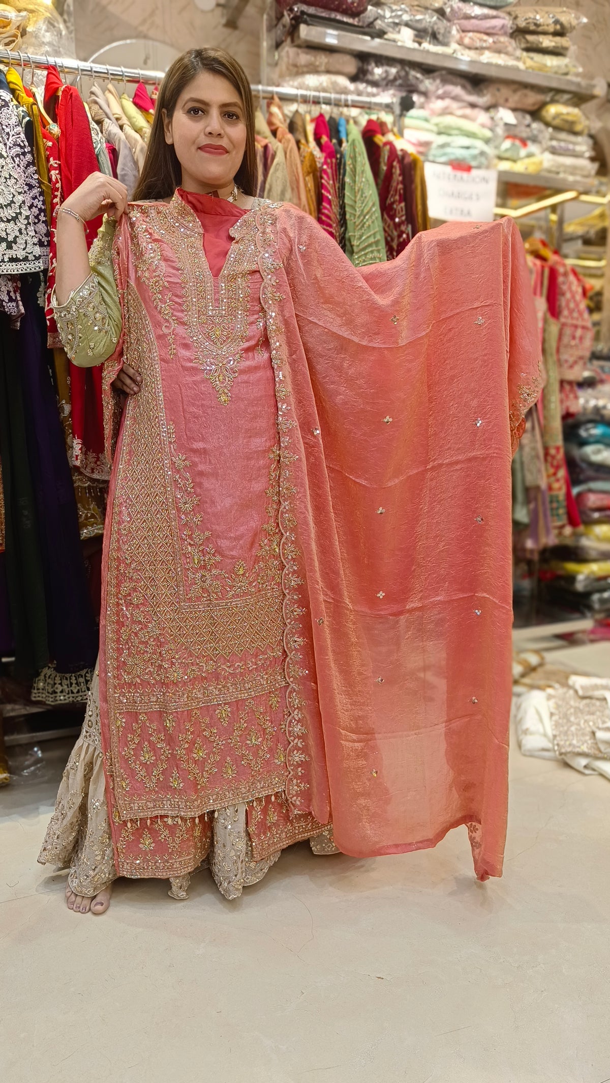 PREMIUM FULL HEAVY WORK ORIGNAL PEARL WORK DESIGNER SUIT