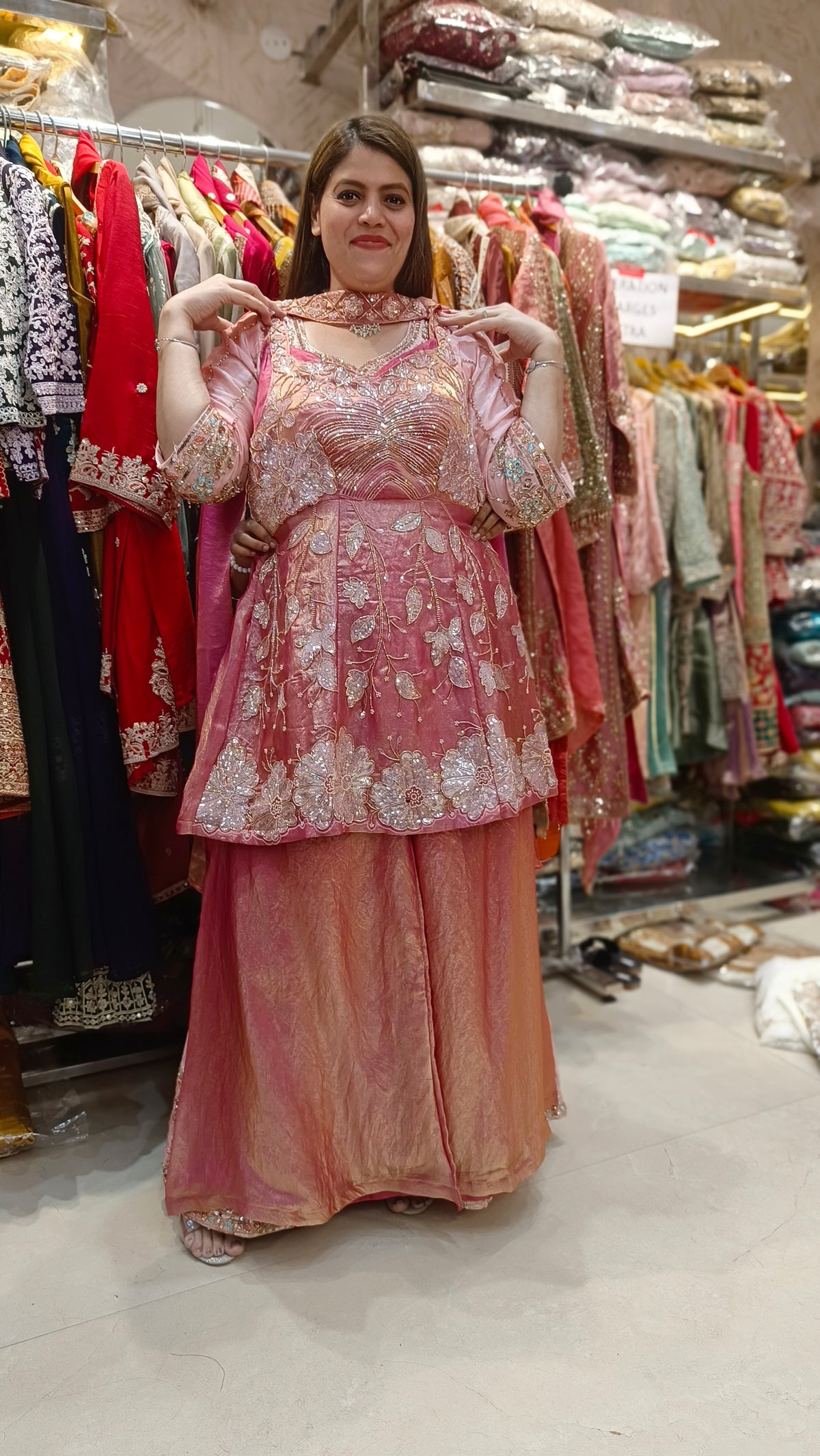 DESIGNER HANDWORK THREE PIECE INDOWESTERN