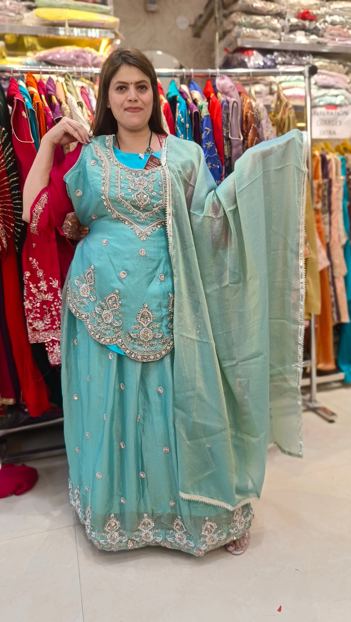 WEDDING WEAR DESIGNER SHORT SHIRT WITH FULL FLAIR LEHENGA