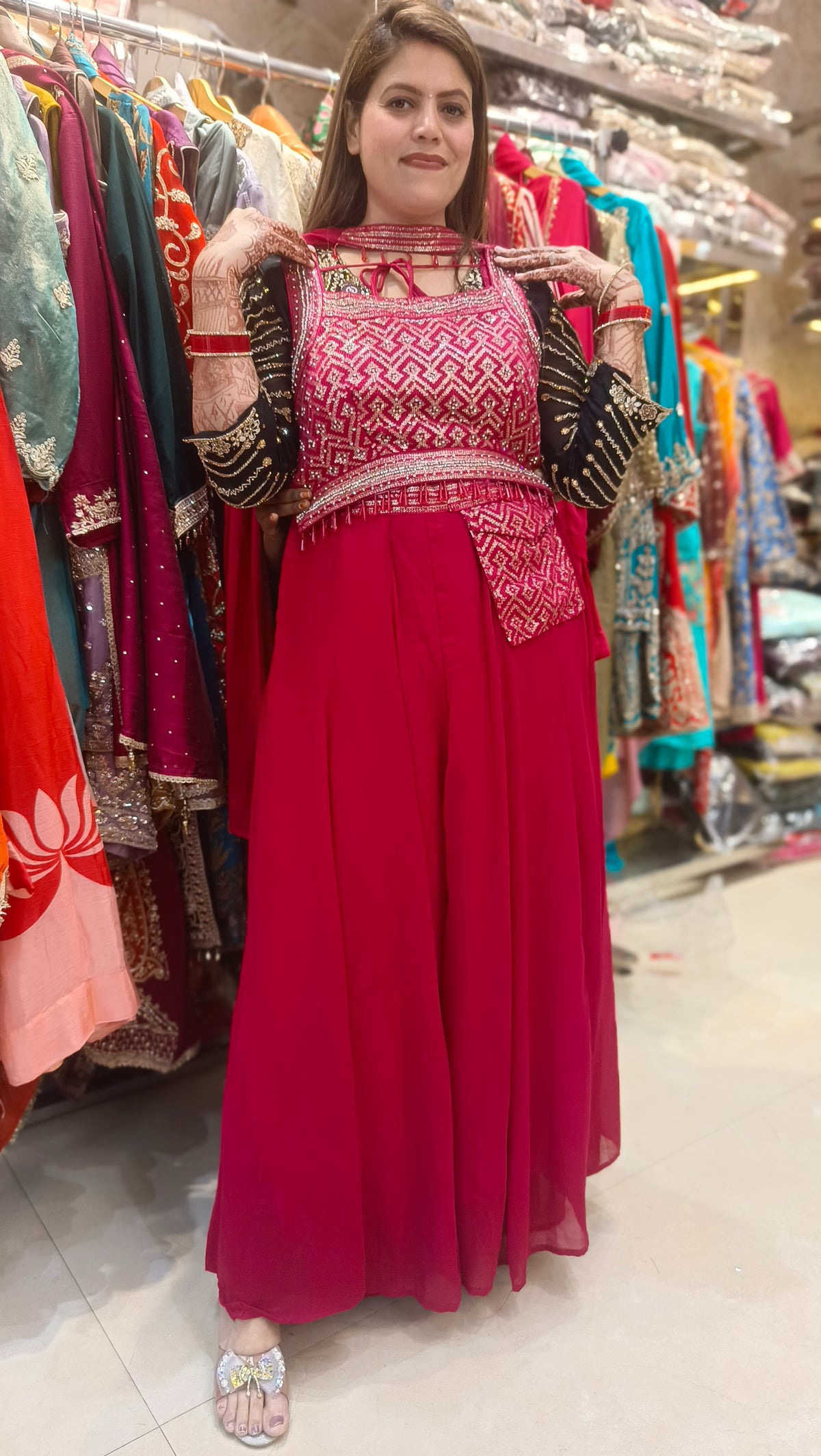 HOT PINK CROP TOP WITH JAFFA