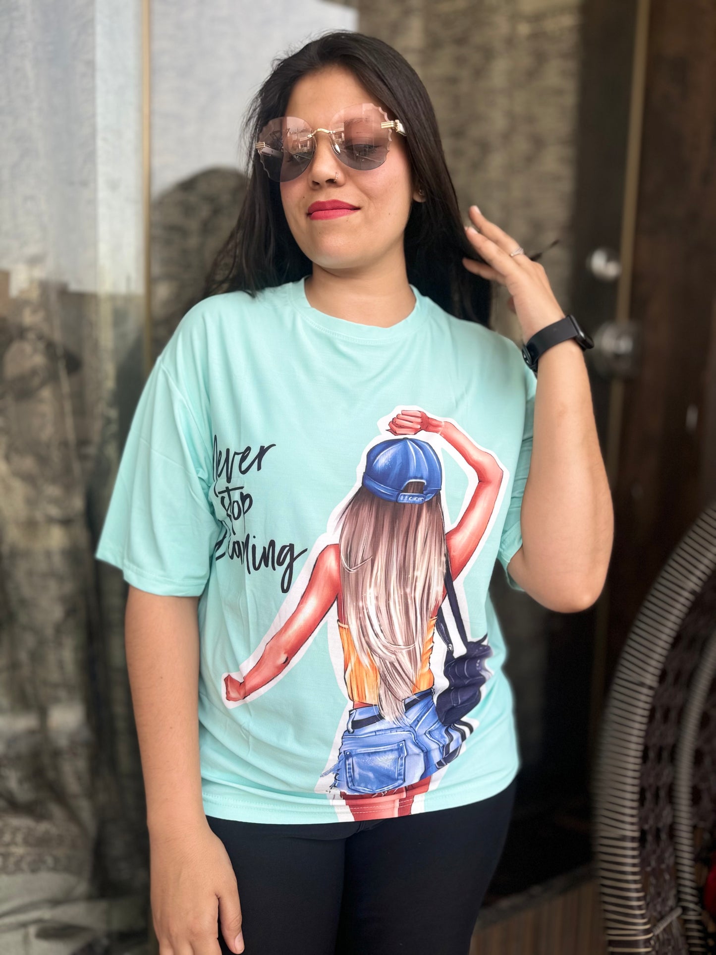 Baggie TShirt Never Stop Dreaming Print (T-008)