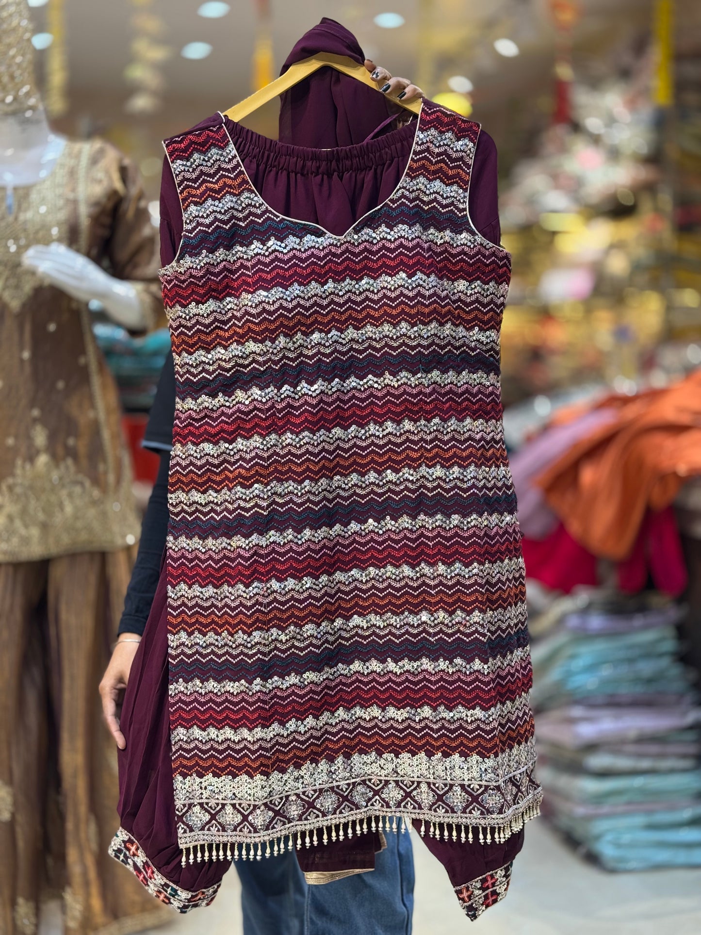 WINE PARTY WEAR PATHANI SUIT