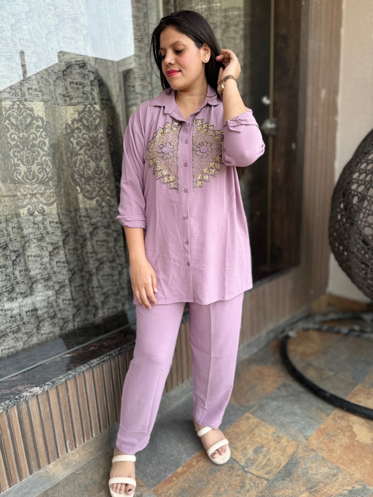 Embroidered Plus Size Cord Set (Cord 008)