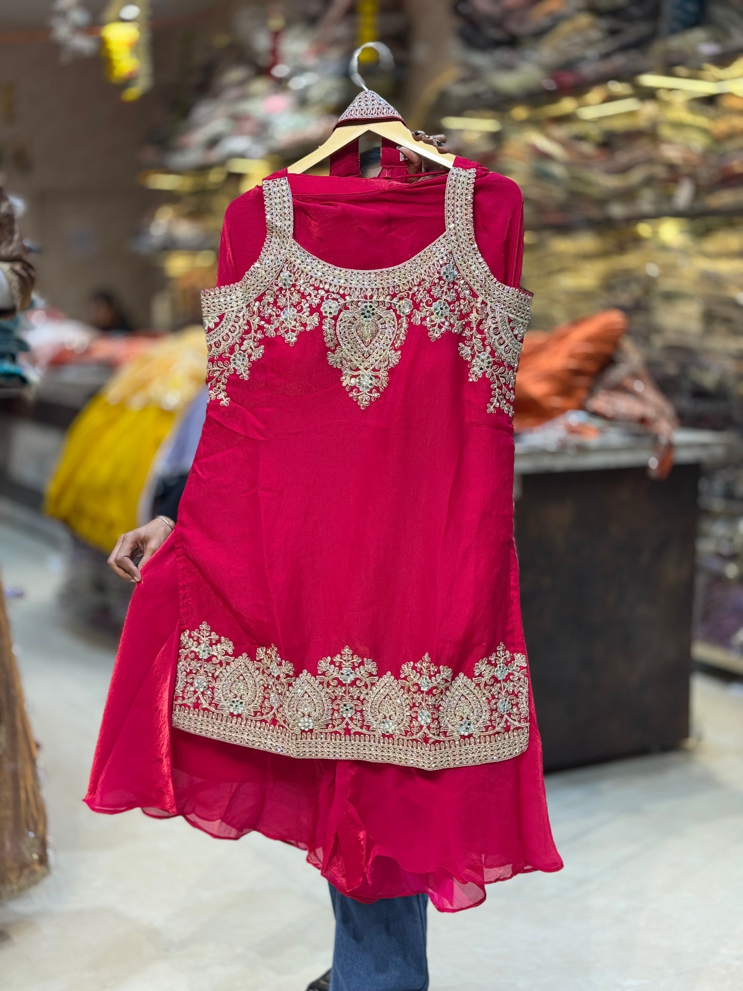 HOT PINK GLASS TISSUE JAFFA SUIT