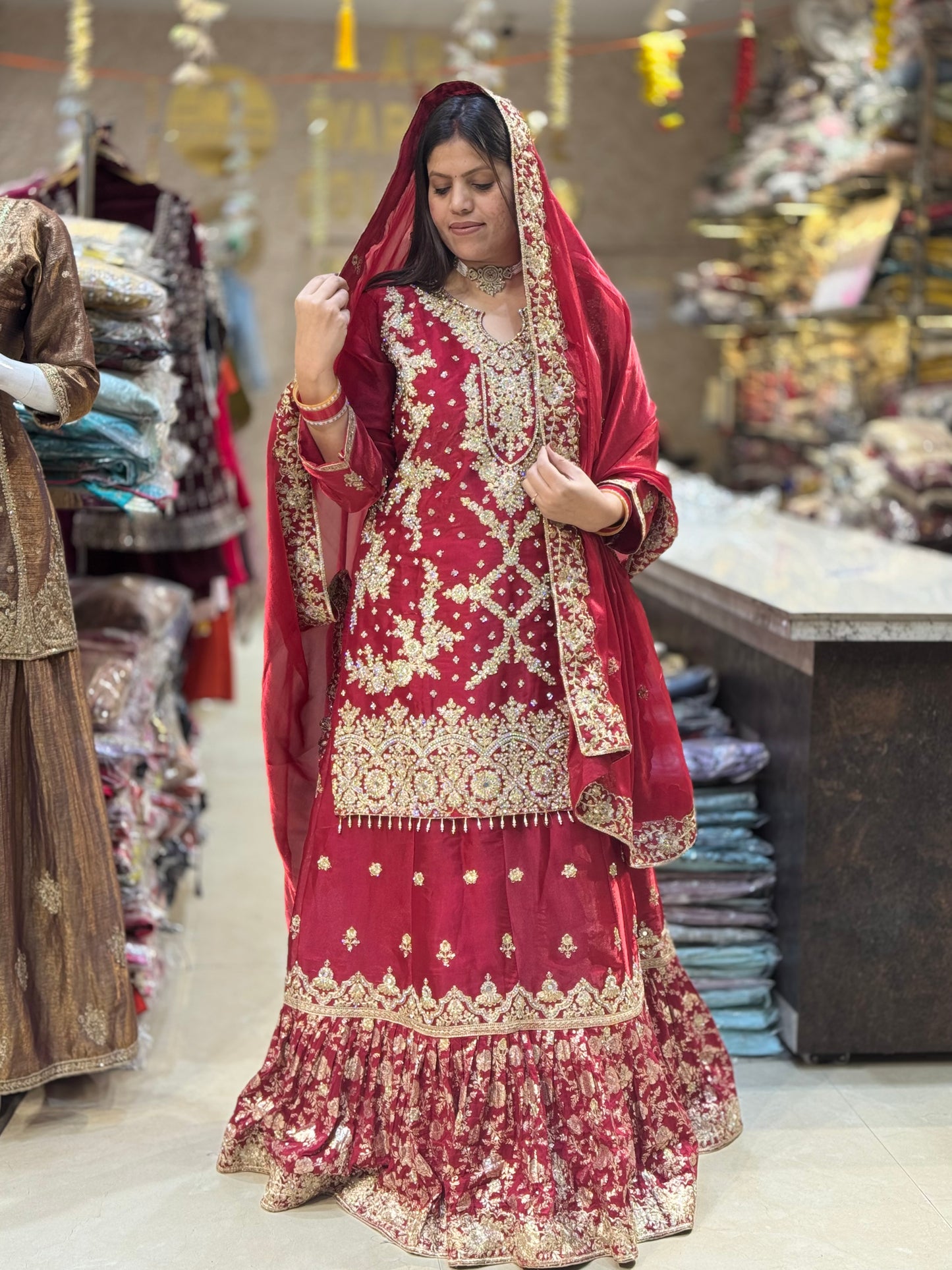 PARTY WEAR FANDY SILK ORIGNAL MIRRIR WORK FULL FAIR LEHENGA