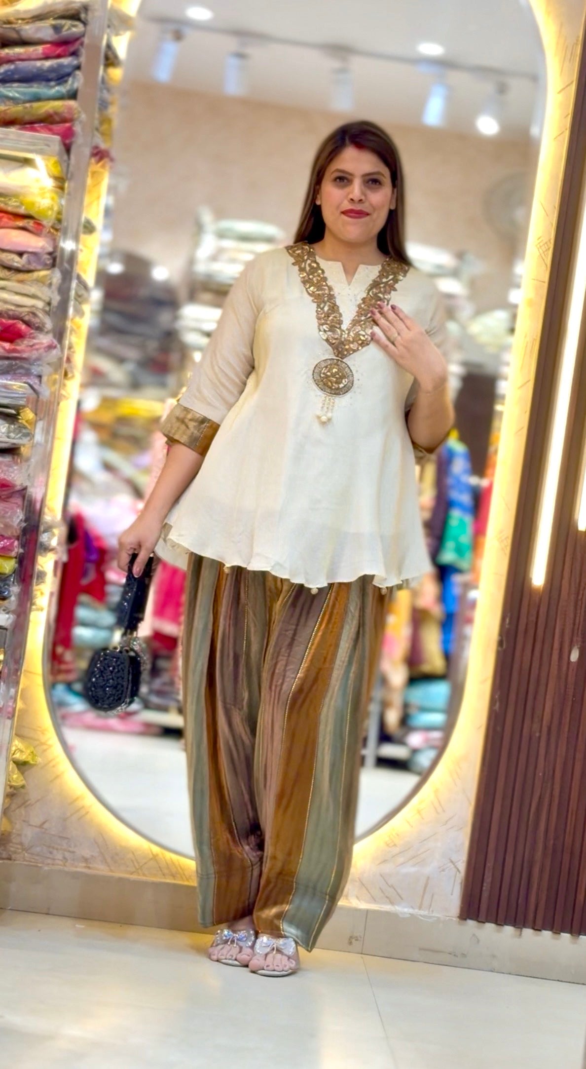 IVORY WITH MULTI FARSHI SALWAR CORDSET