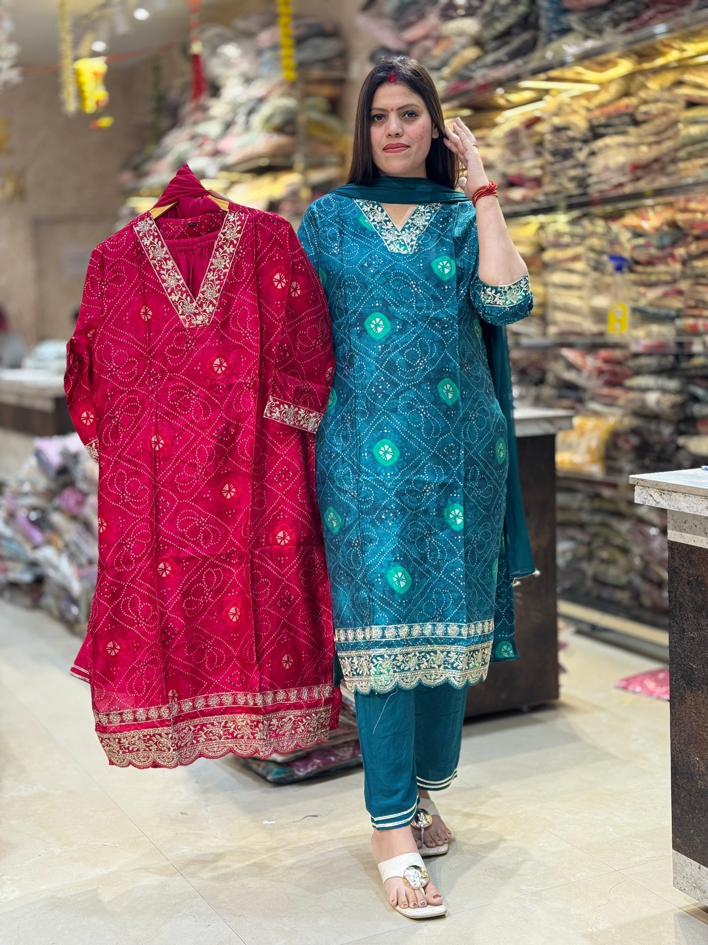BANDHANI SUIT WITH PREMIUM COTTON
