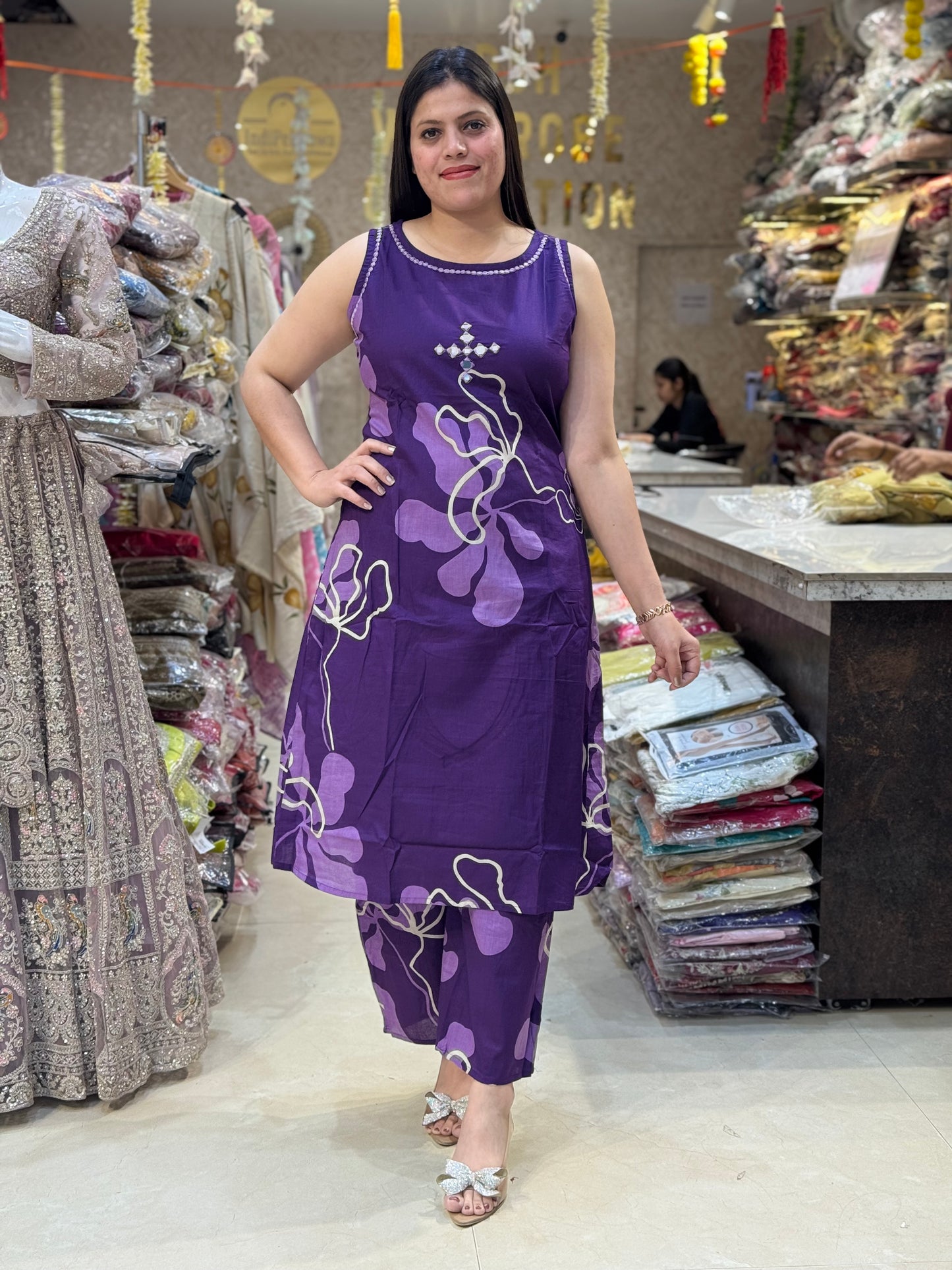 PURE COTTON BEAUTIFUL FLORAL PLAZO SUIT