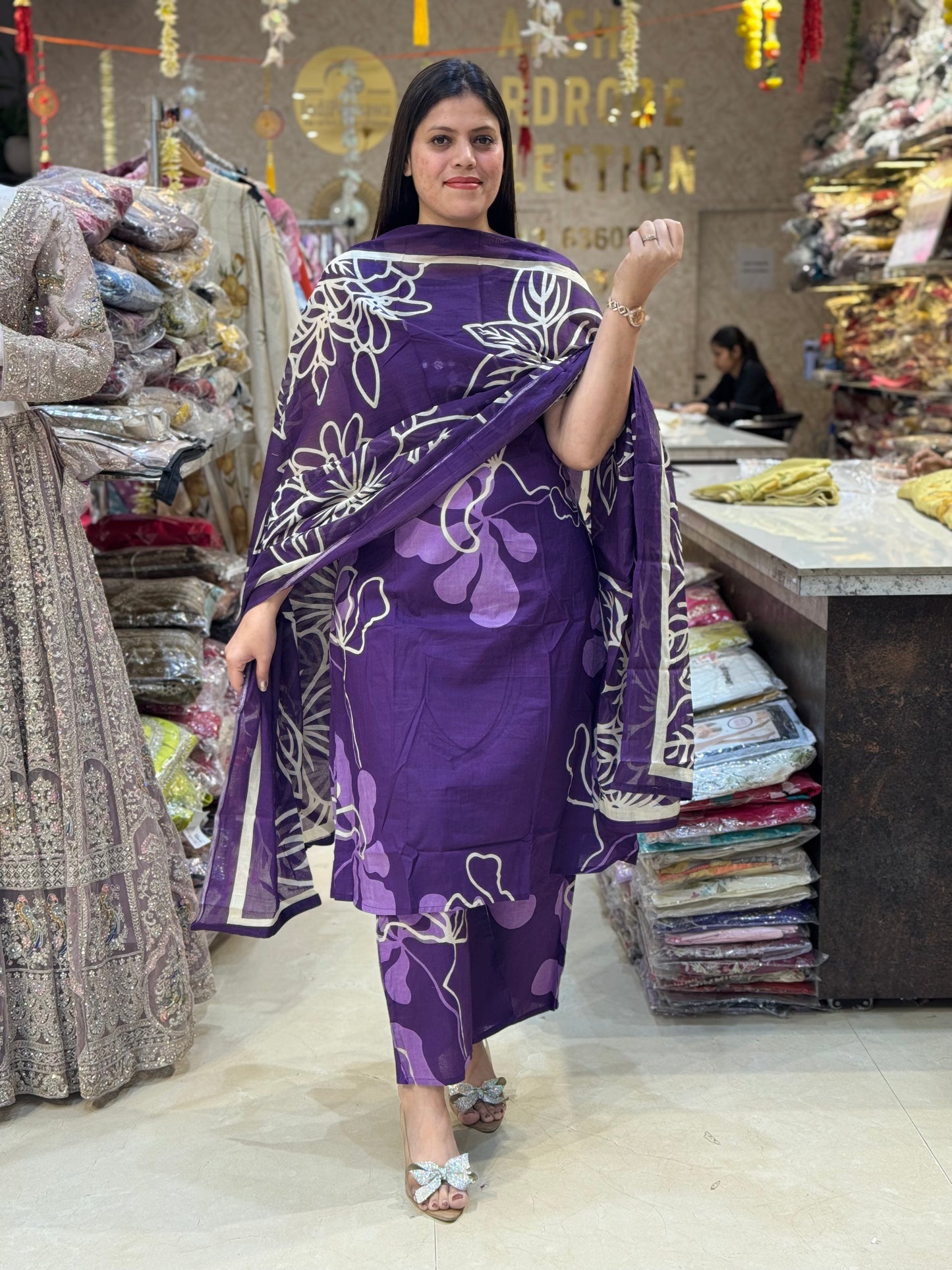 PURE COTTON BEAUTIFUL FLORAL PLAZO SUIT