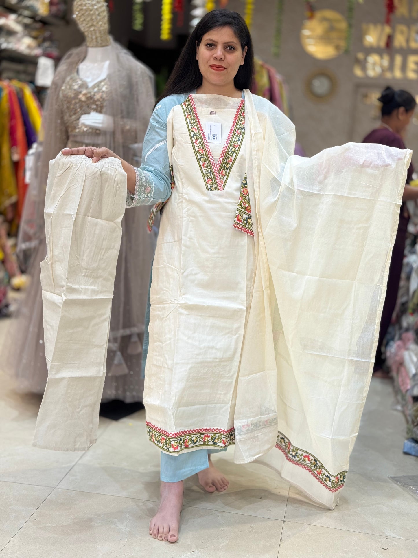 Royal Mirror Work & Thread Embroidered Suit