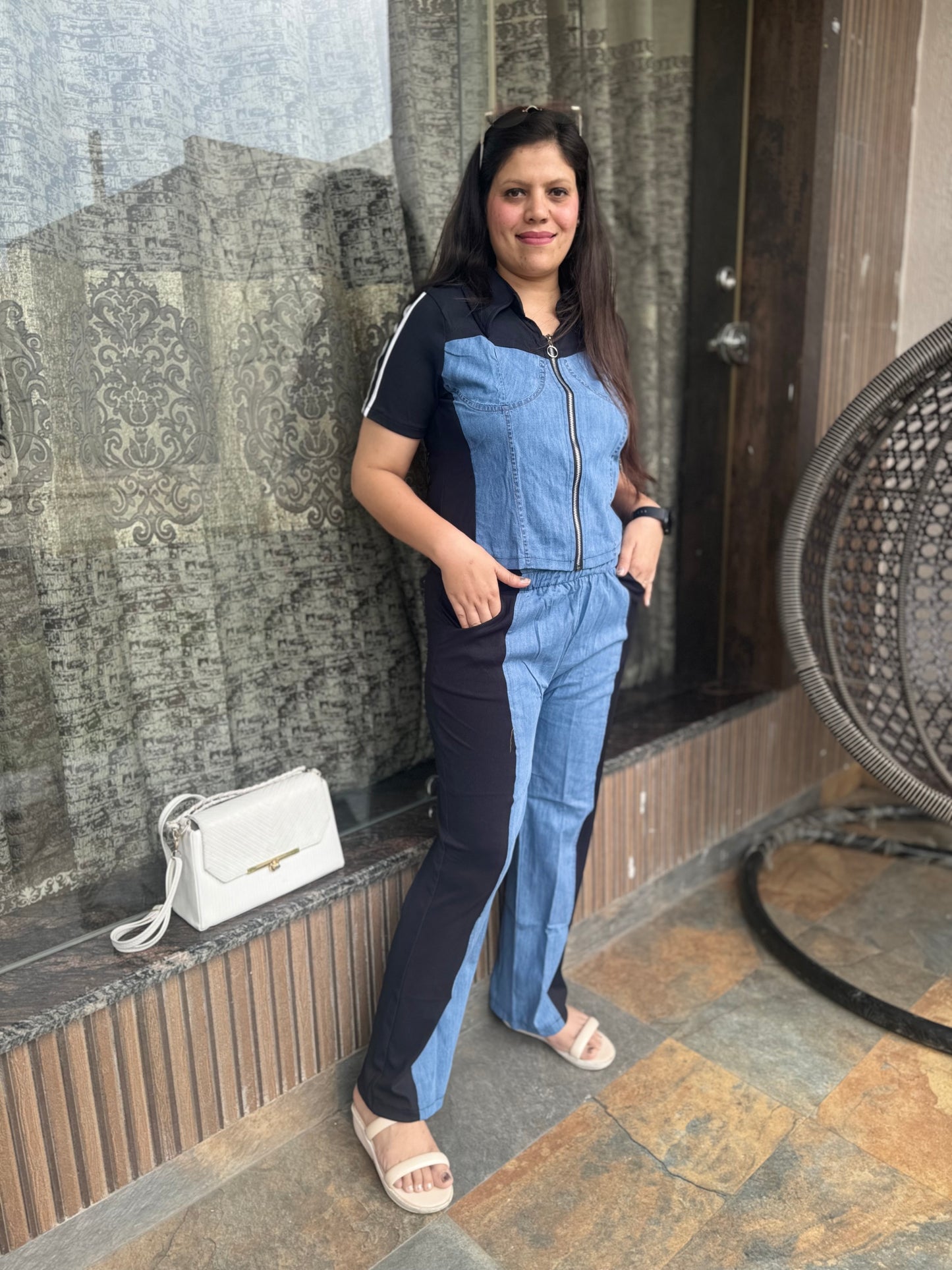 Women's Trendy Denim Co-Ord Set