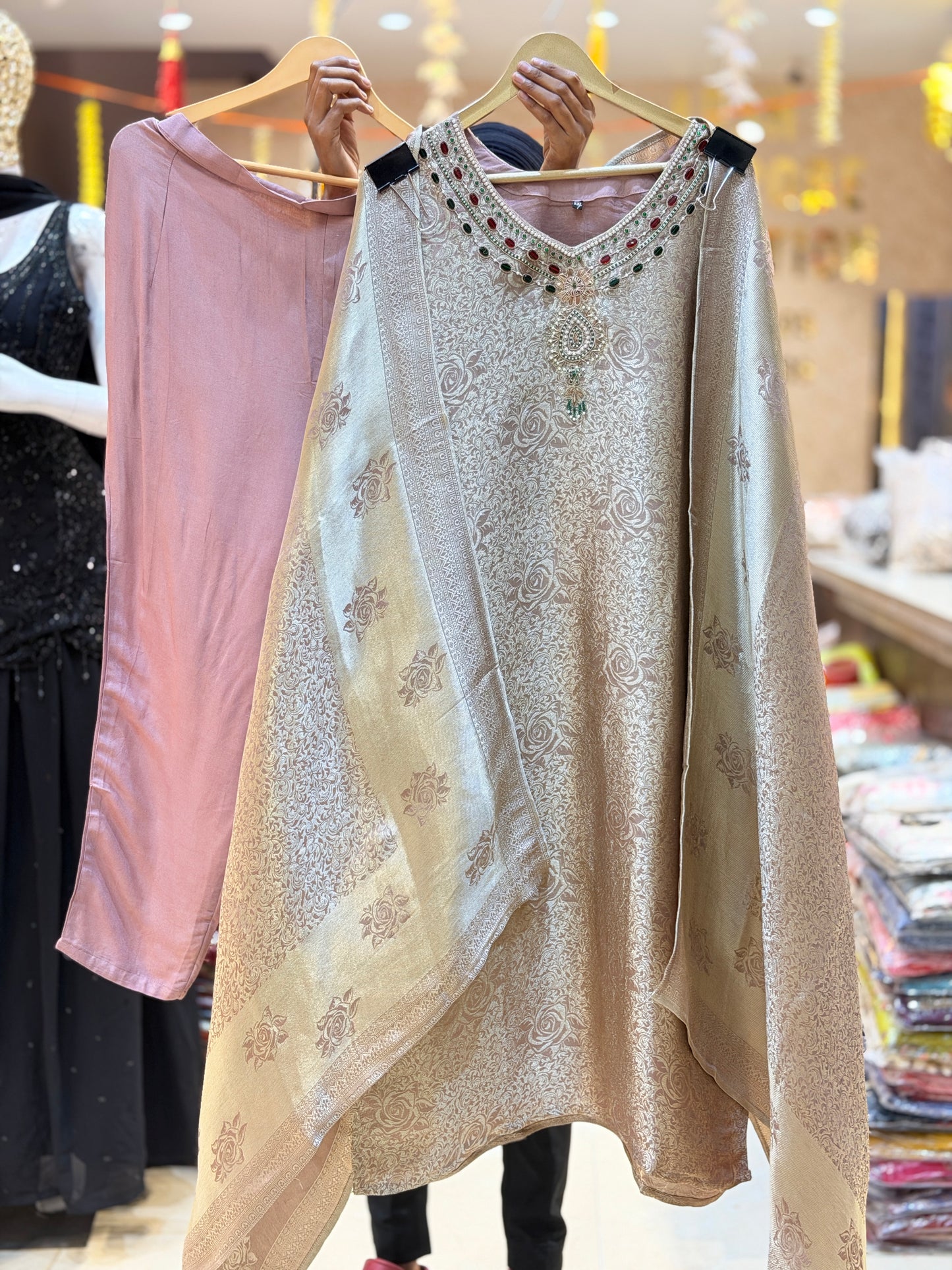 NUDE PINK KANCHIVERM BANARASI SUIT