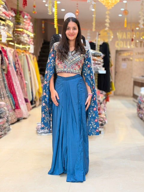 DESIGNER LONG SLEEVES 2 PC SET WITH LACHA SKIRT