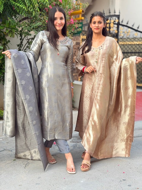 NUDE PINK KANCHIVERM BANARASI SUIT