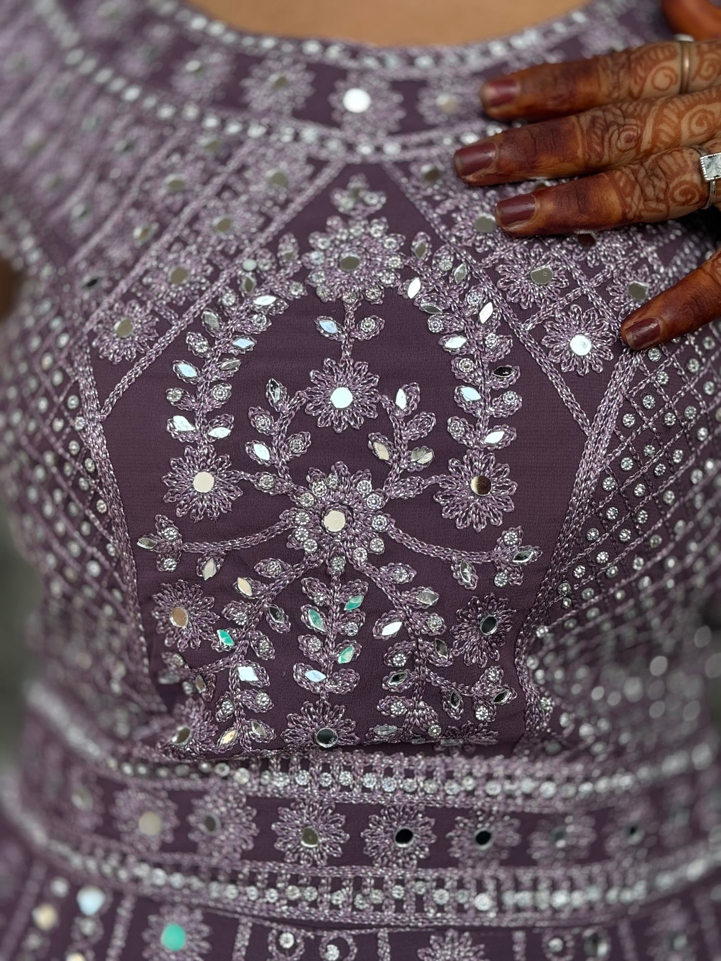 LAVNDER MIRROR HEAVY LEHNGA