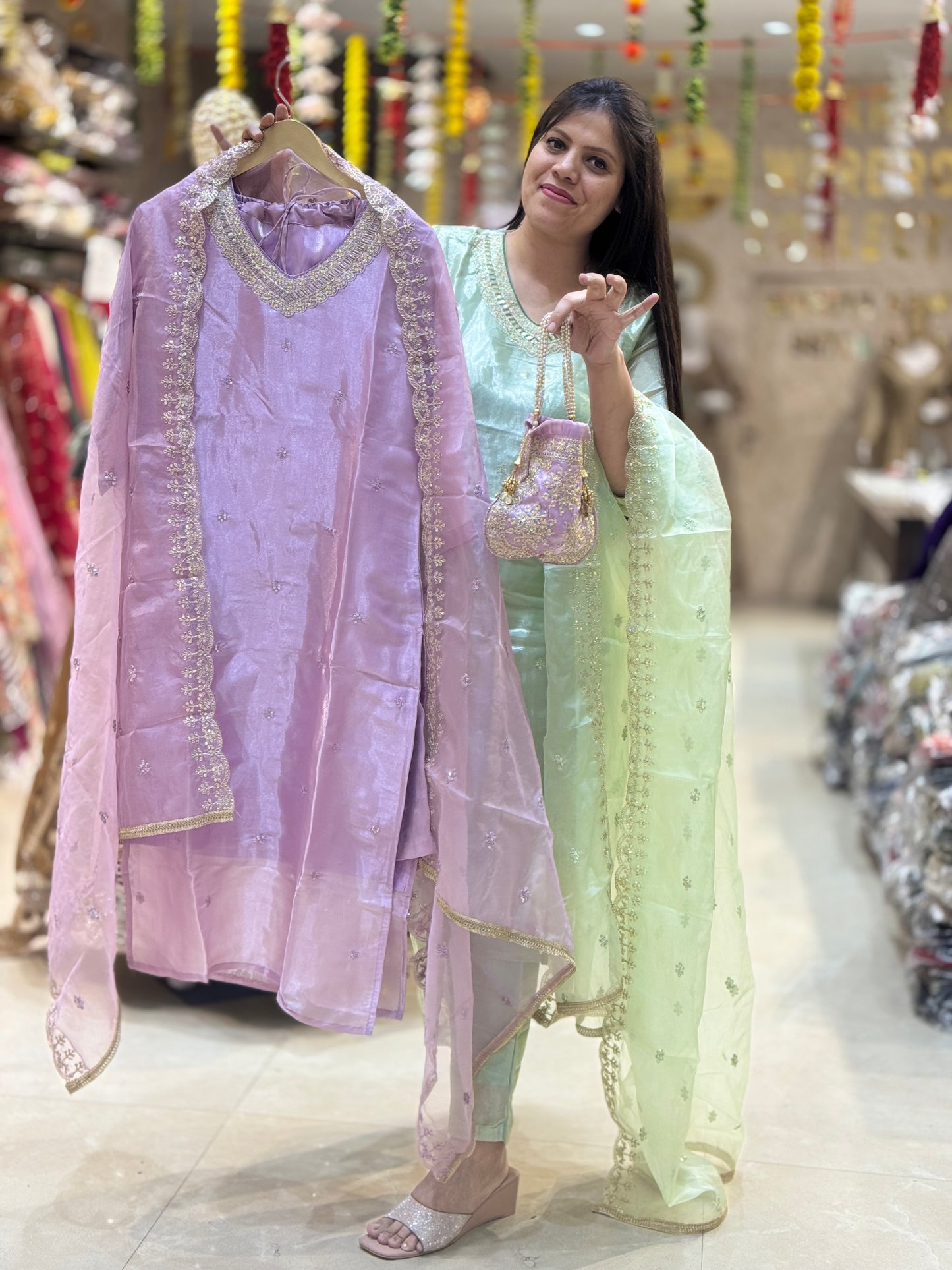 GLASS TISSUE STRAIGHT PREMIUM SUIT WITH SLING BY INDIPEHNAWA