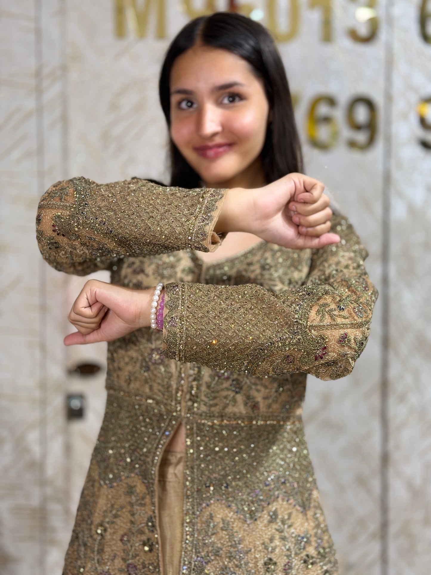 Golden Glam Front Cut Lehenga