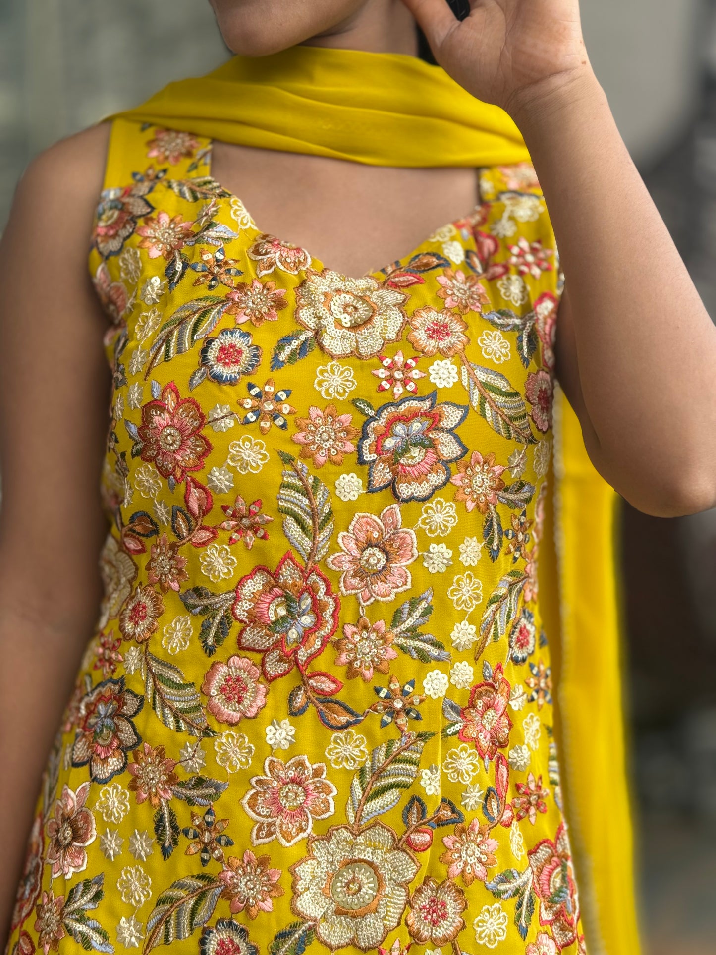 HALDI SPECIAL GEORGETTE MULTY COLOURED EMBROIDERED PATHANI SALWAR SUIT