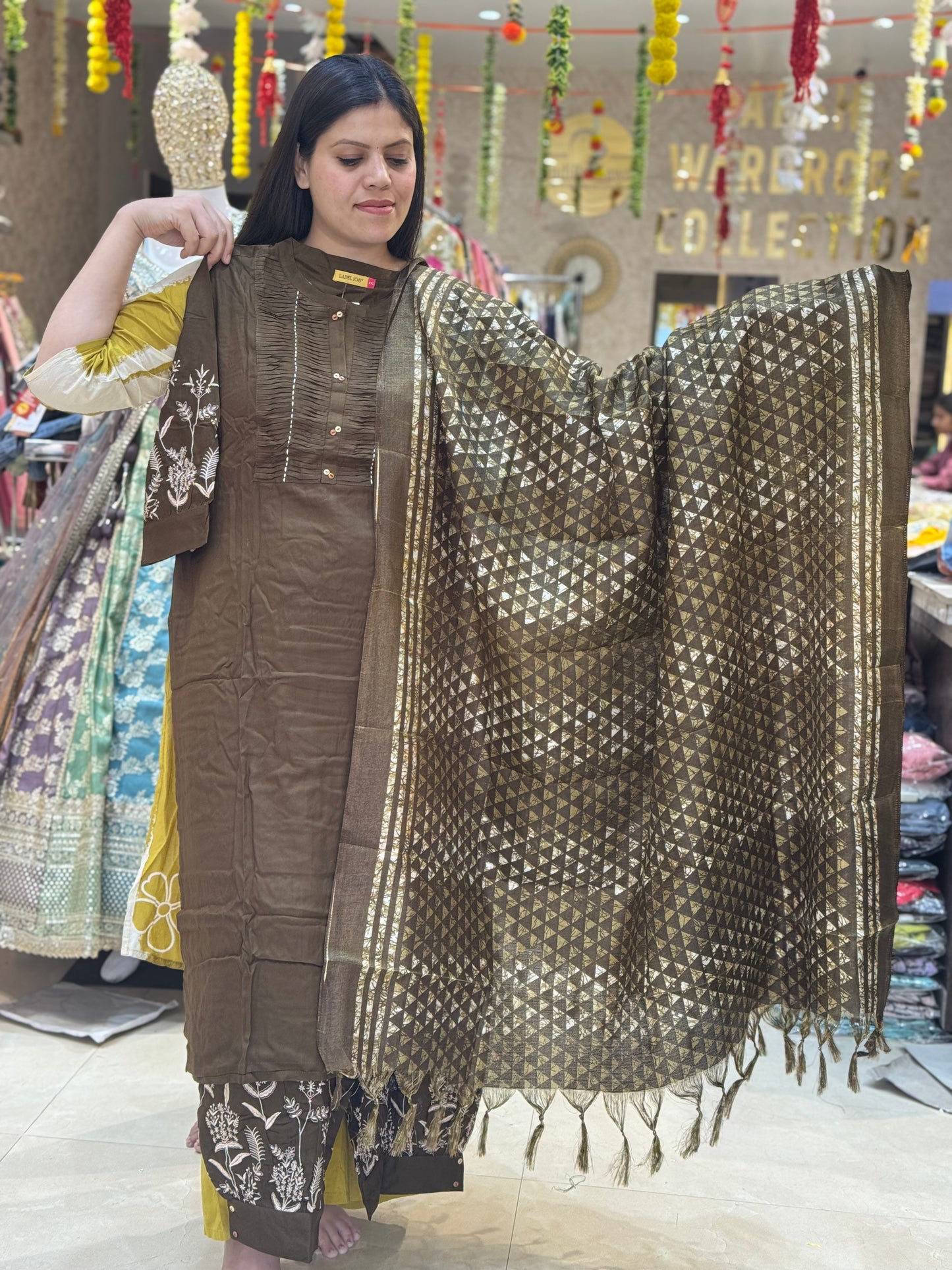 BLACK BEAUTY SUIT WITH PATHANI SALWAR AND DESIGNER FULL LENTH DUPATTA