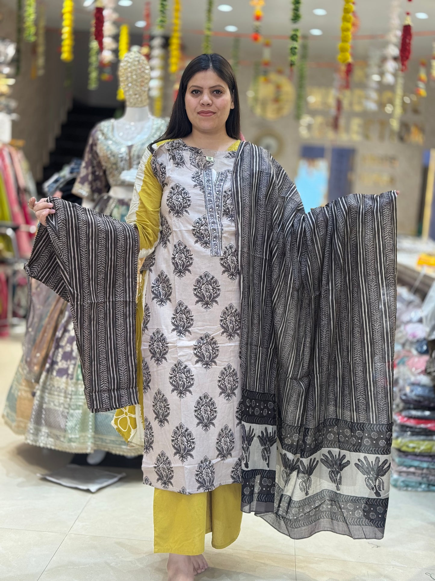 PURE COTTON DESIGNER JAIPURI STRAIGHT SUIT WITH DUPPTA